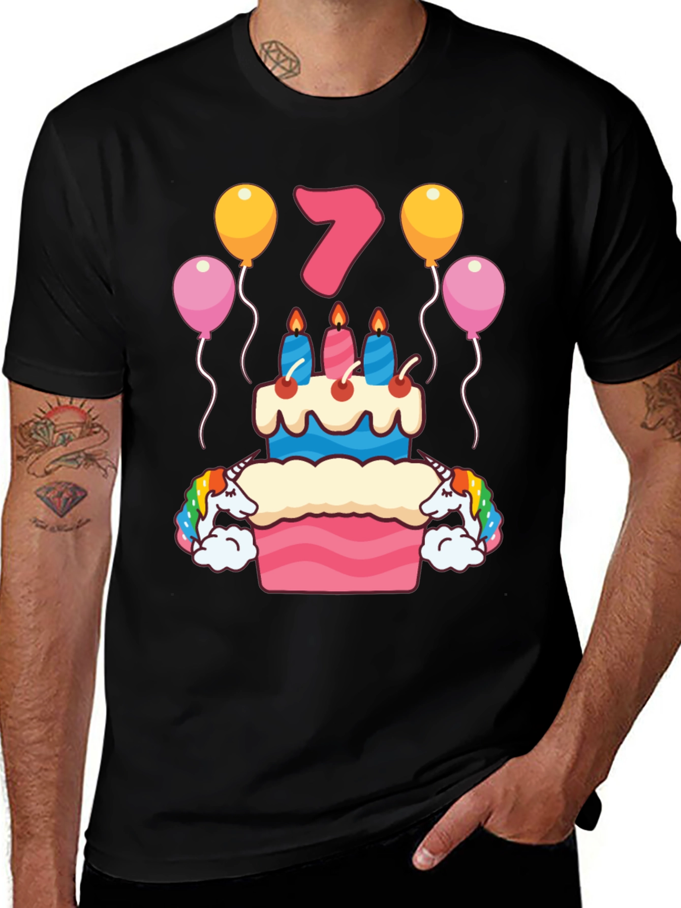Birthday 7 Unicorn Cake T-Shirt