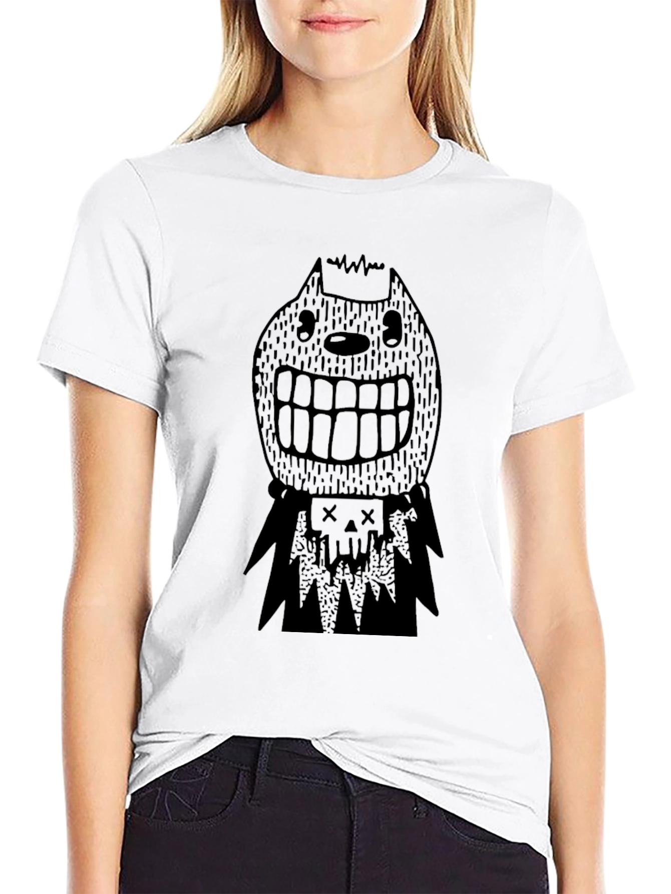 Mens Black Graphic Tee - Spooky Character