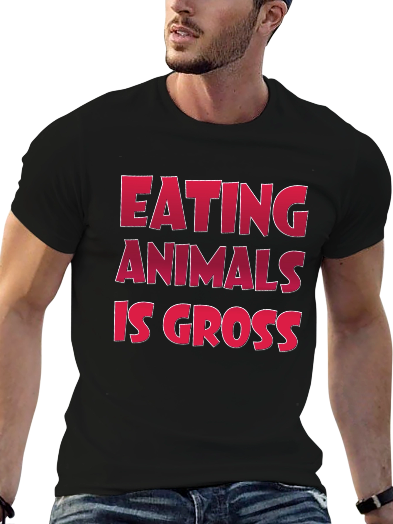 Vegan Slogan T-Shirt: Eating Animals Is Gross Design