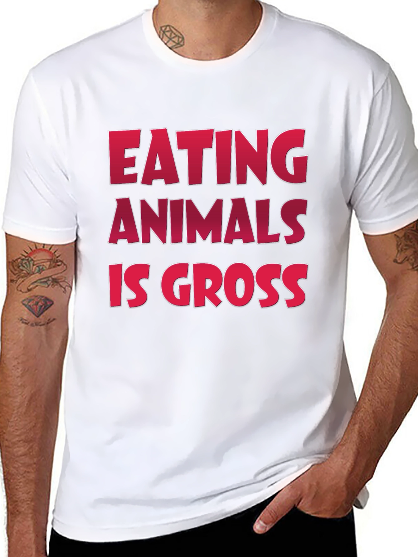 Vegan Slogan T-Shirt: Eating Animals Is Gross Design
