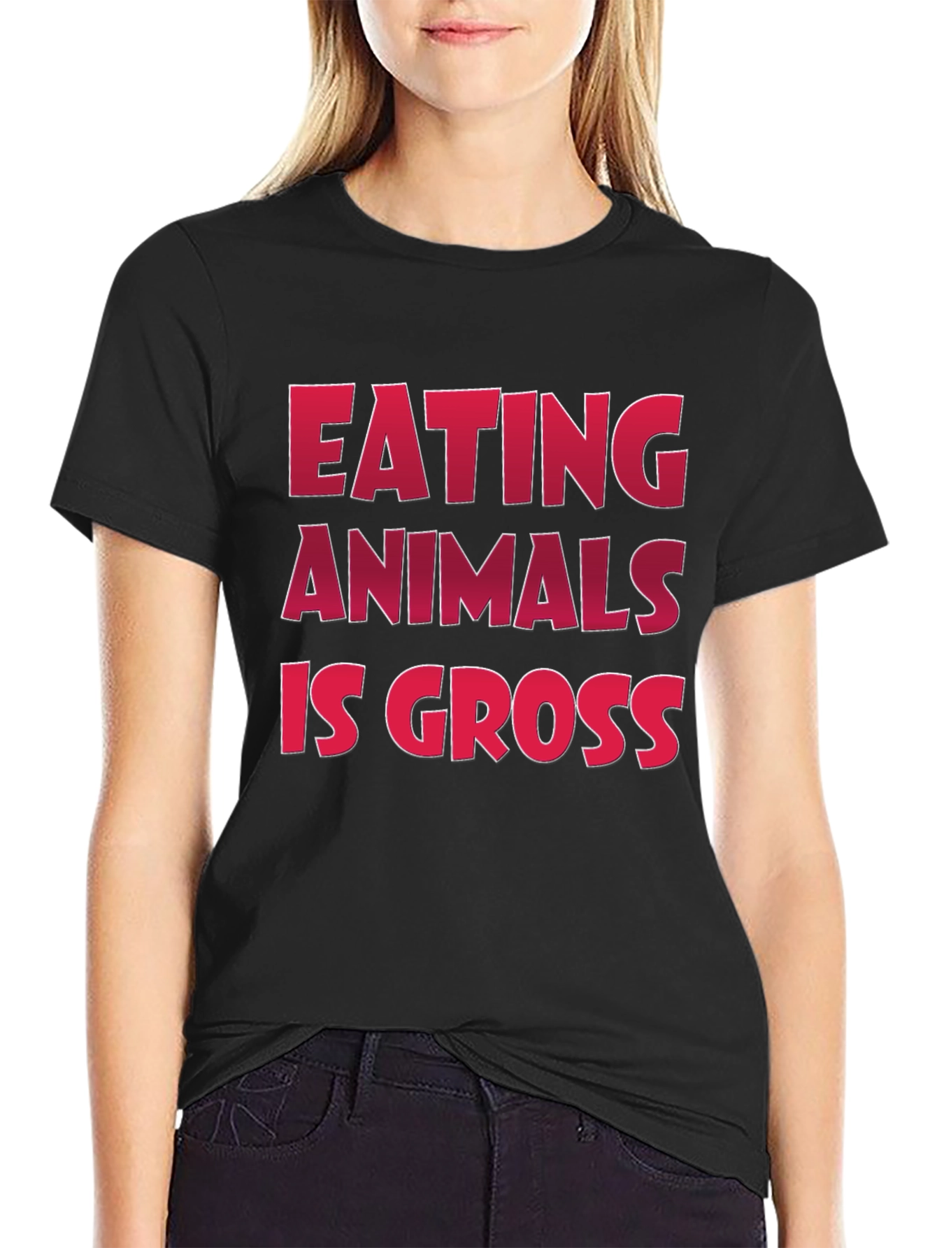 Vegan Slogan T-Shirt: Eating Animals Is Gross Design