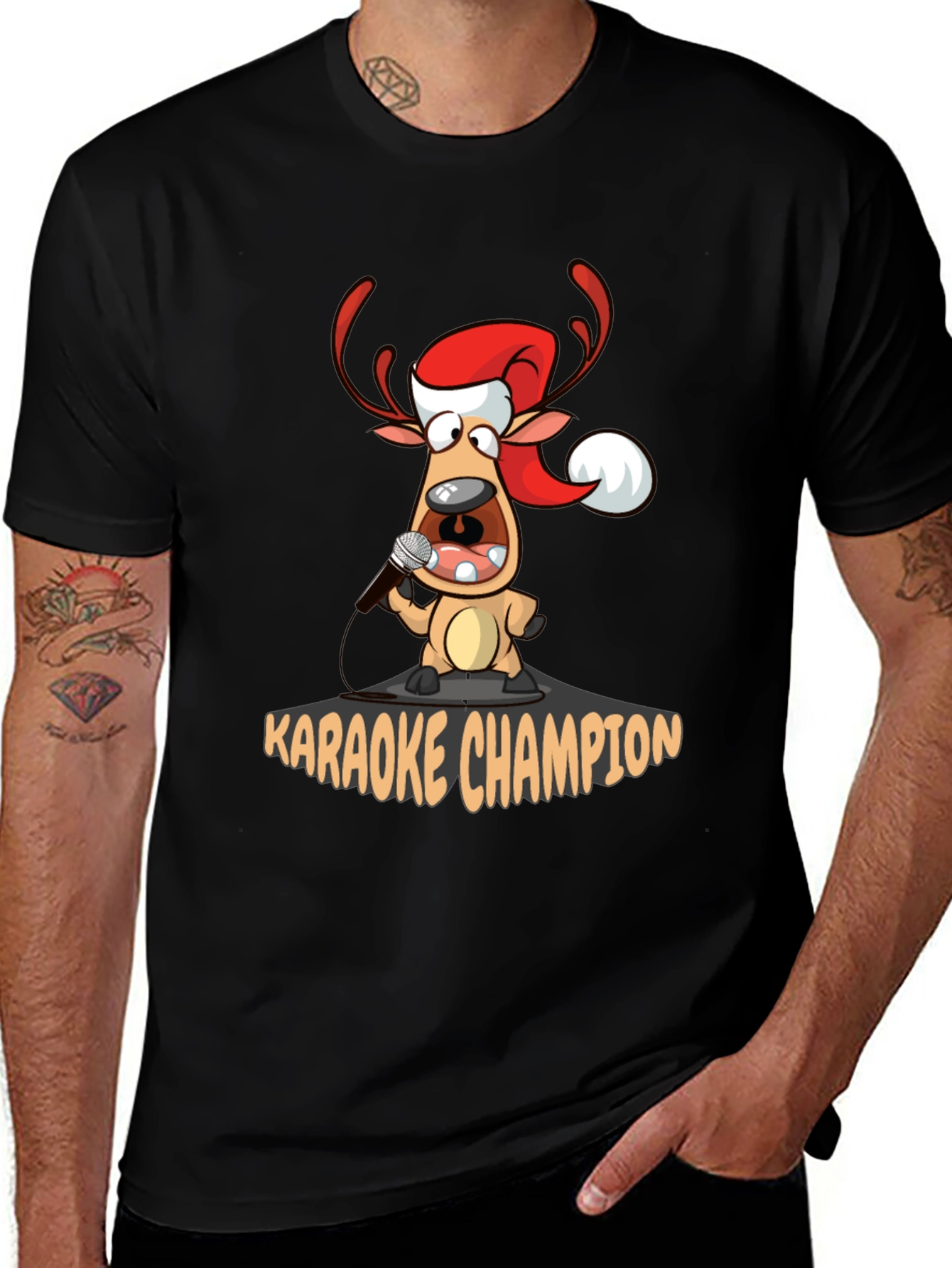 Karaoke Champion Reindeer T-Shirt - Holiday Fun!