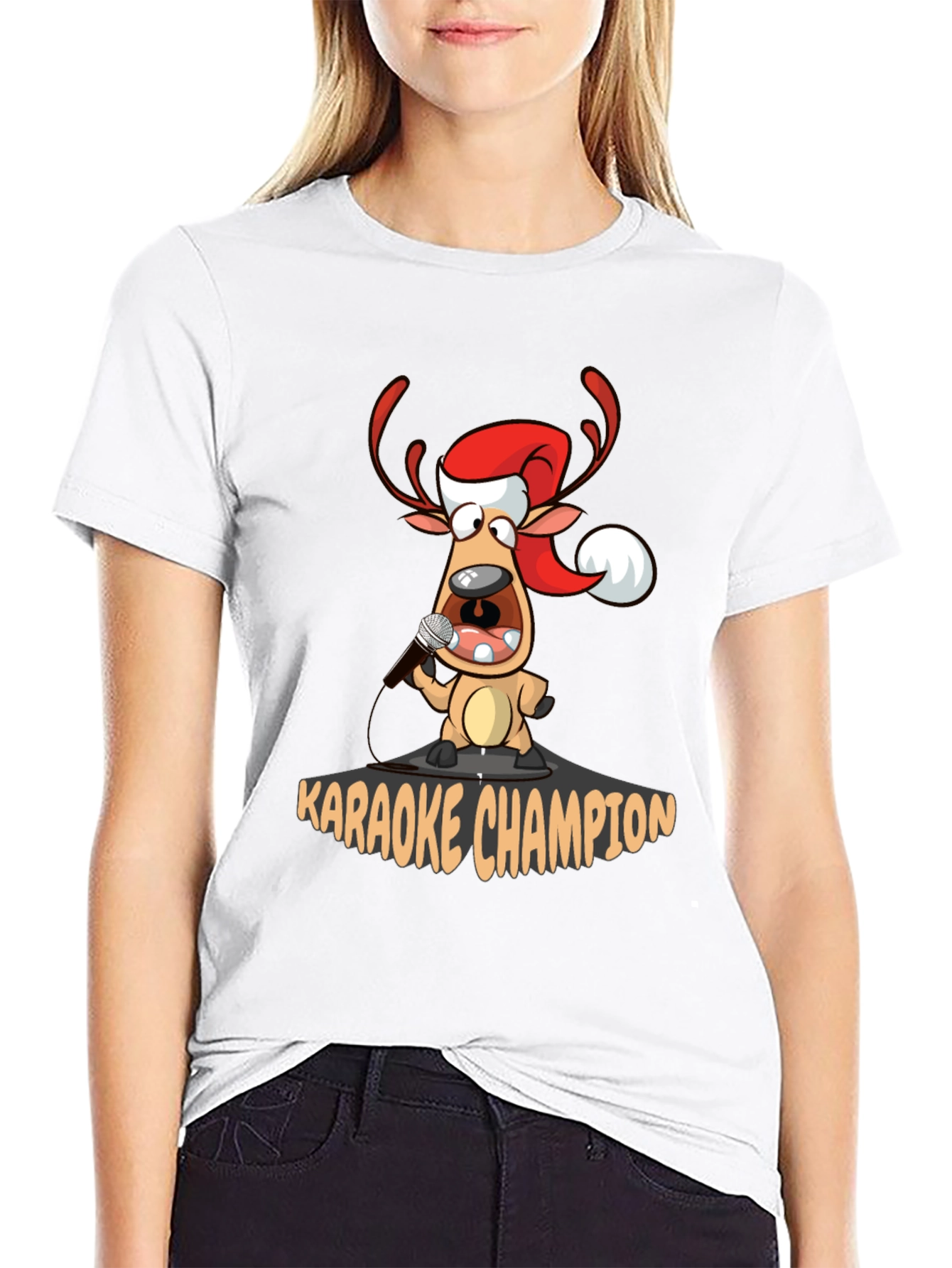Karaoke Champion Reindeer T-Shirt - Holiday Fun!