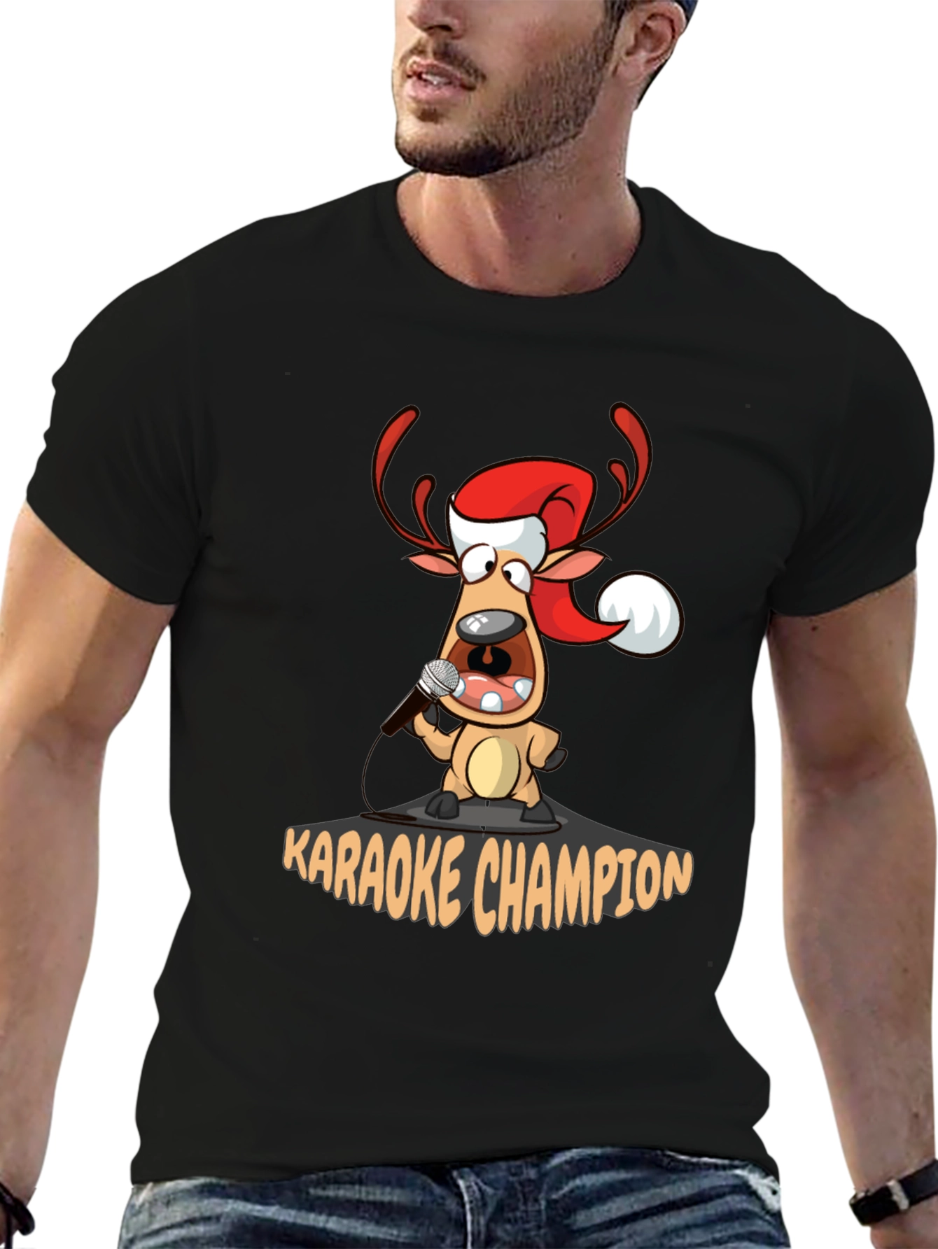 Karaoke Champion Reindeer T-Shirt - Holiday Fun!