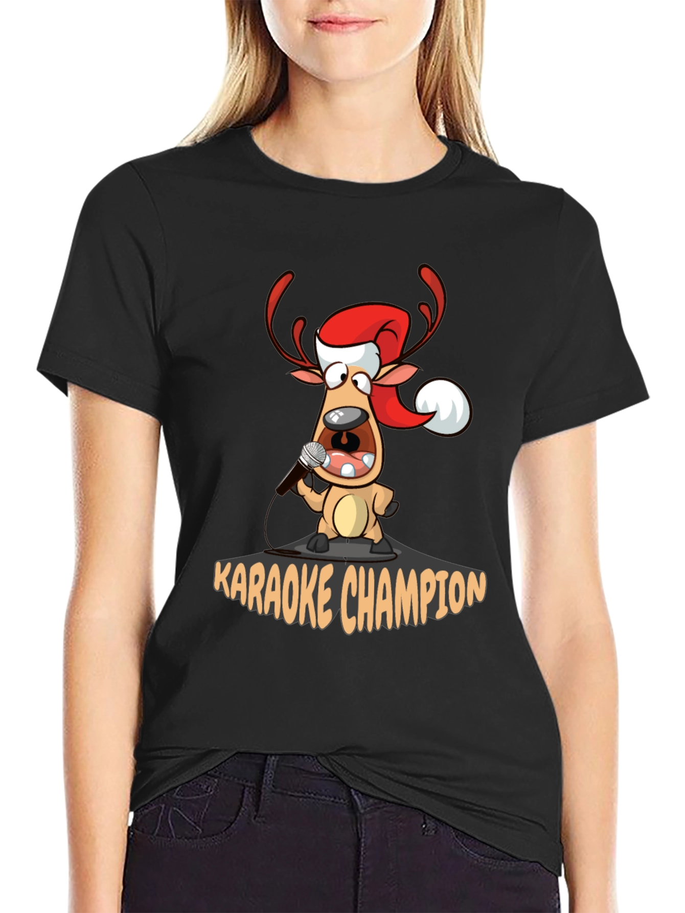 Karaoke Champion Reindeer T-Shirt - Holiday Fun!