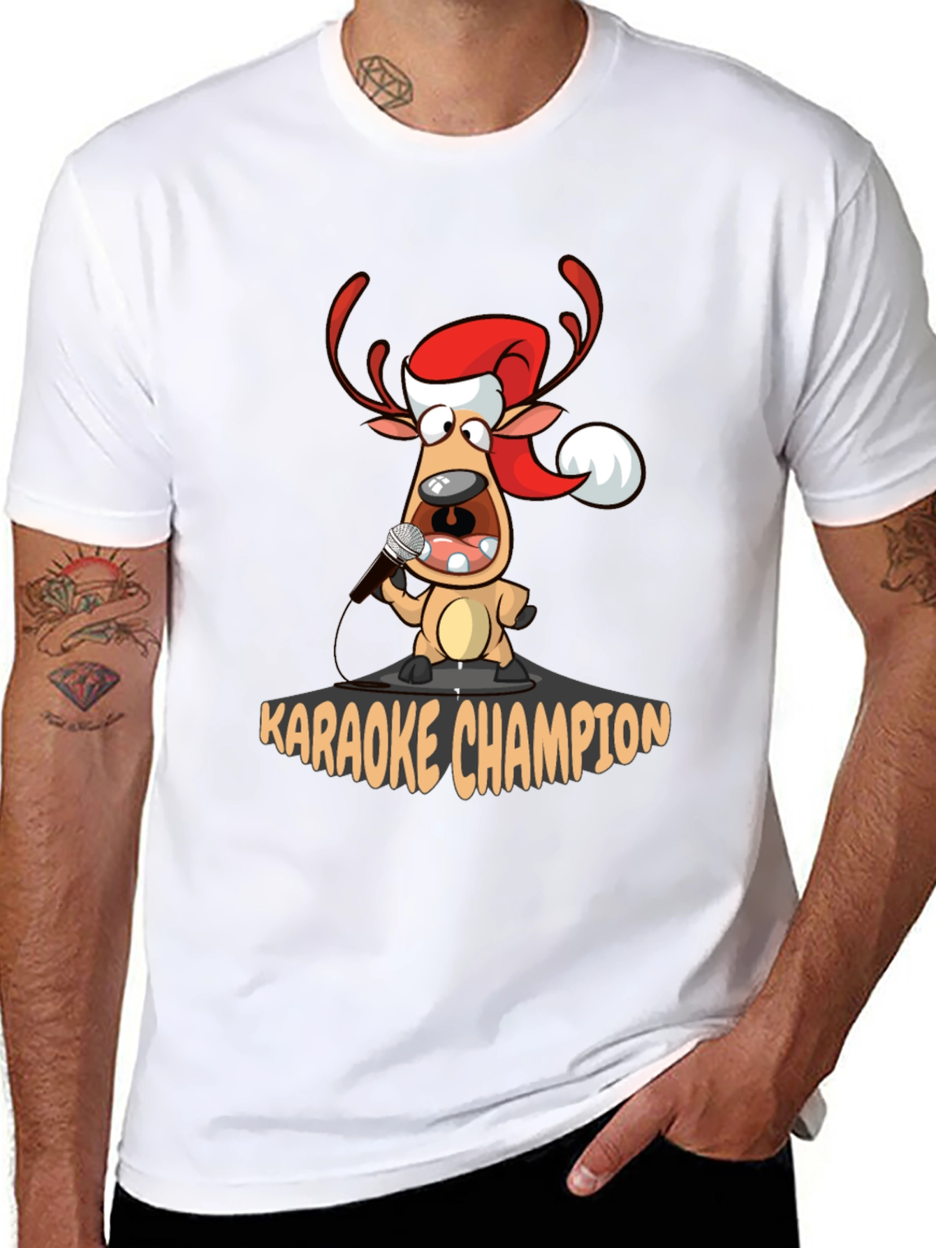 Karaoke Champion Reindeer T-Shirt - Holiday Fun!