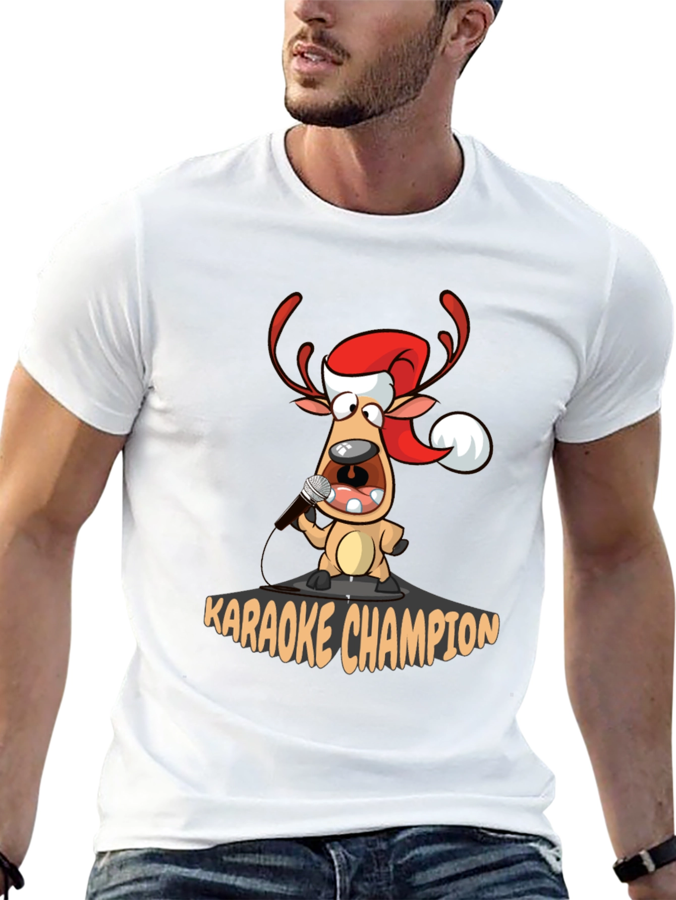 Karaoke Champion Reindeer T-Shirt - Holiday Fun!