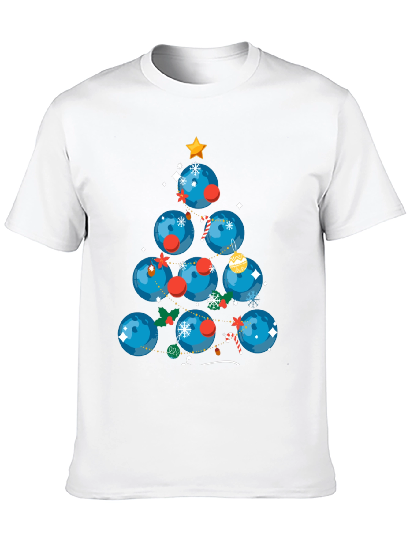 Festive Bowling Ball Christmas Tree T-Shirt