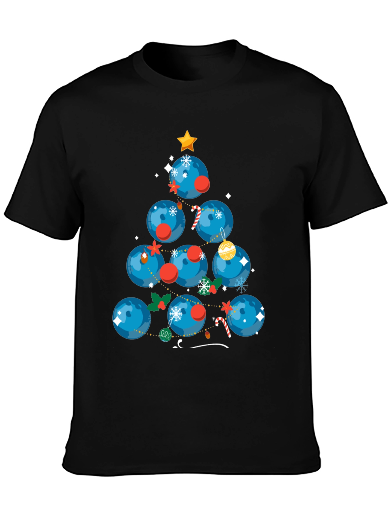 Festive Bowling Ball Christmas Tree T-Shirt