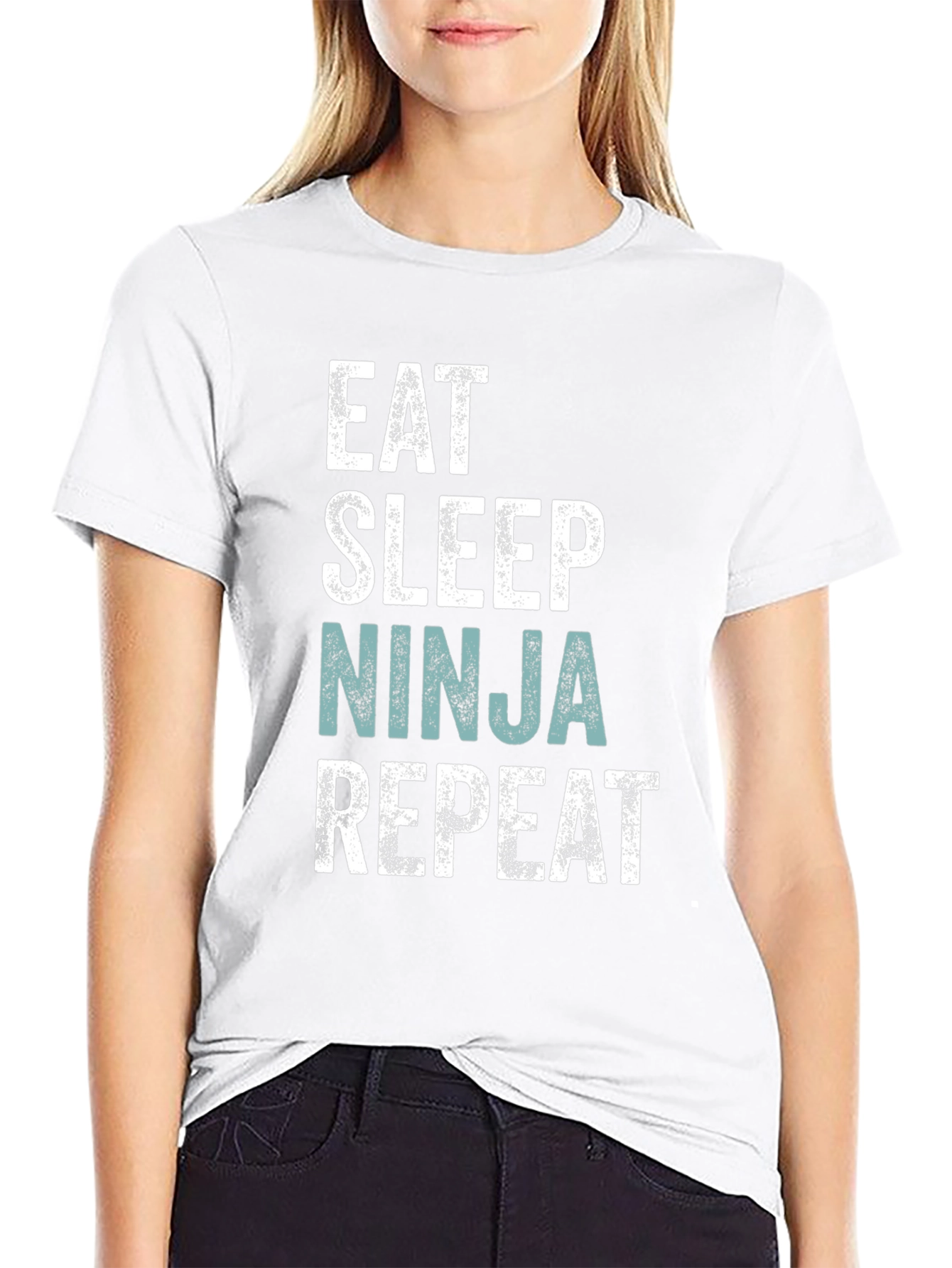 Eat Sleep Ninja Repeat Mens Black T-Shirt