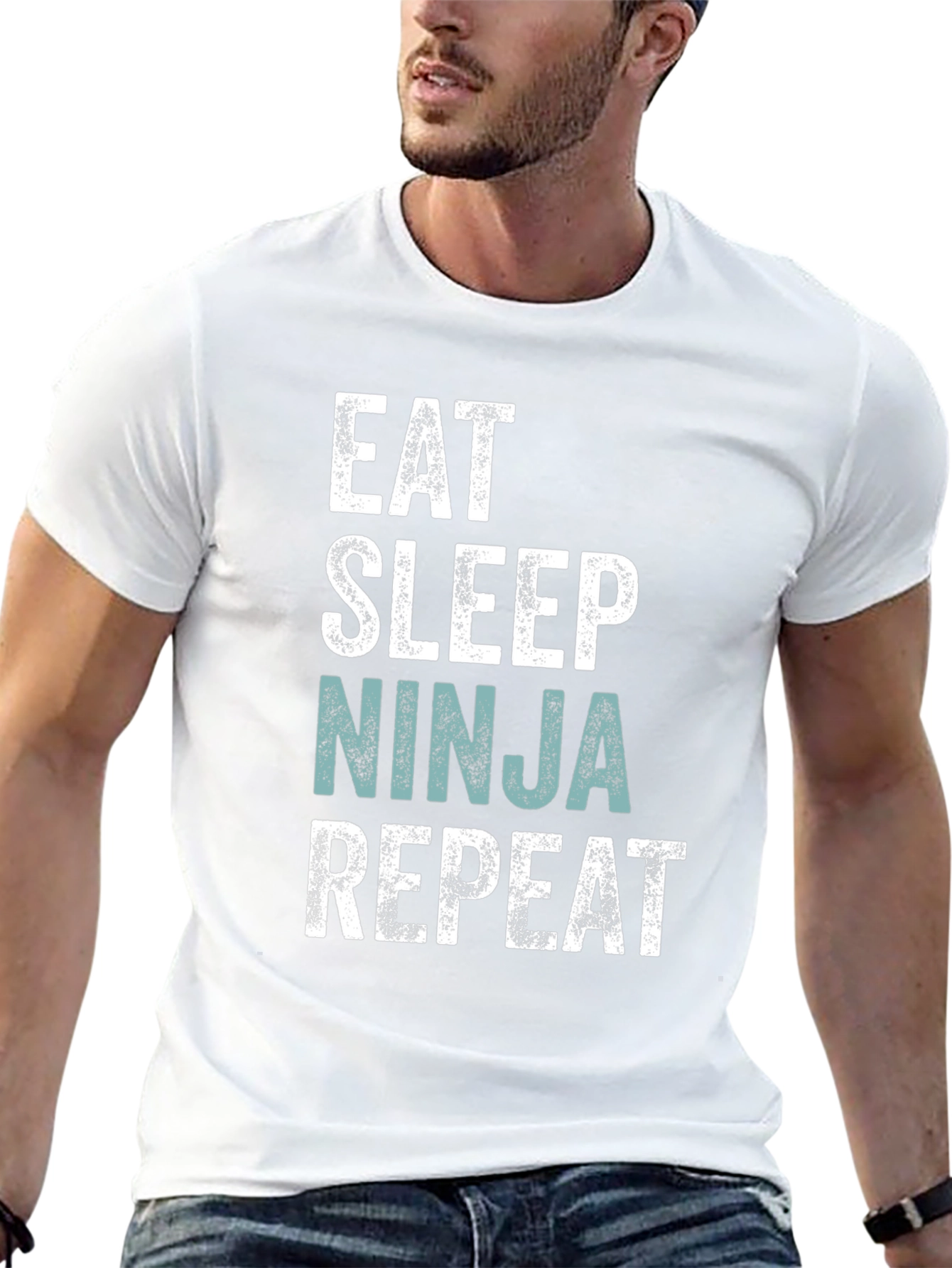 Eat Sleep Ninja Repeat Mens Black T-Shirt
