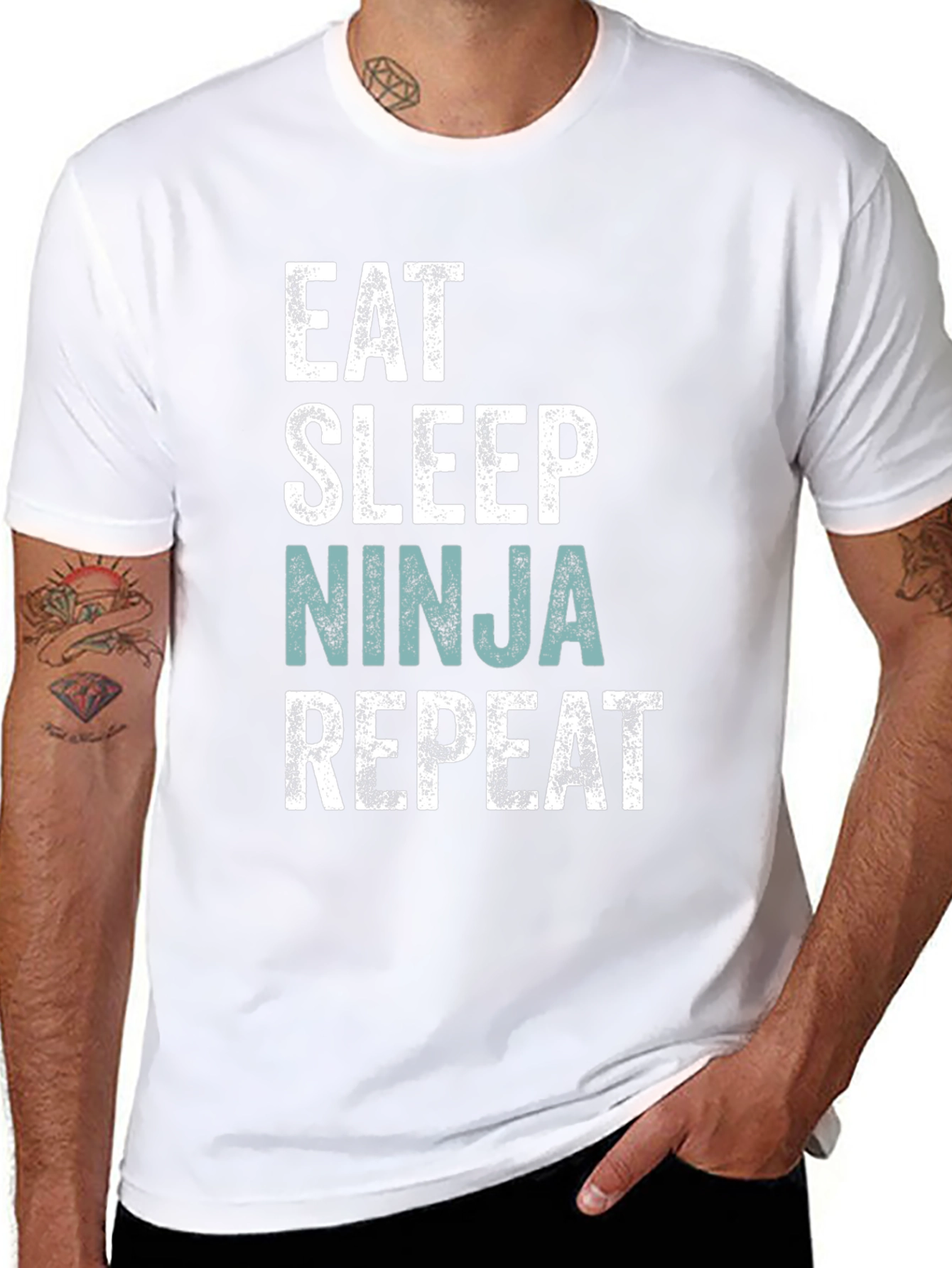 Eat Sleep Ninja Repeat Mens Black T-Shirt