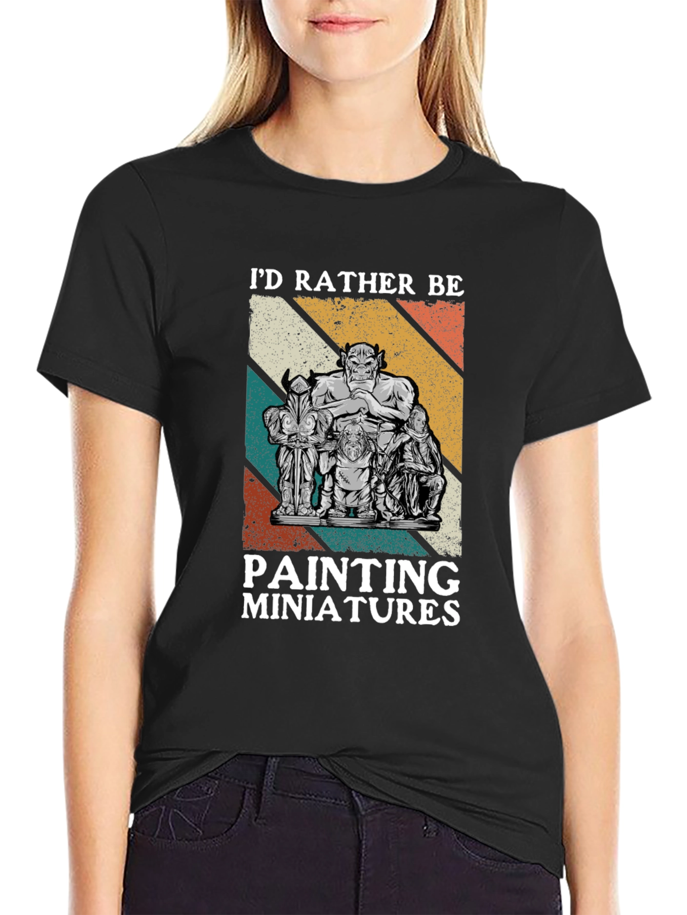 Id Rather Be Painting Miniatures Black T-Shirt
