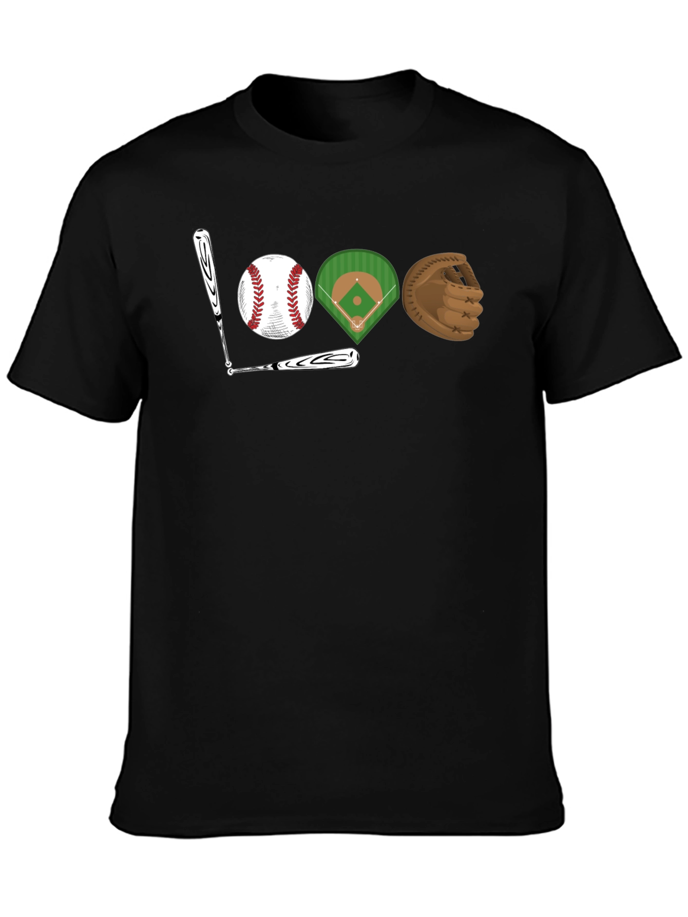 Baseball Fan T-Shirt: Bat Ball Field Glove Design