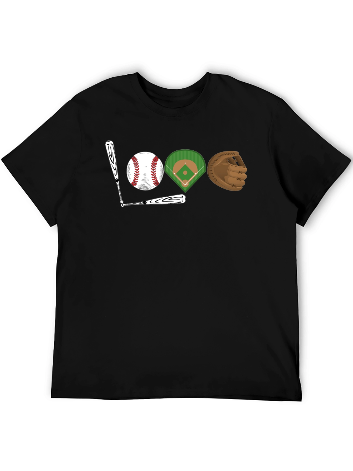 Baseball Fan T-Shirt: Bat Ball Field Glove Design