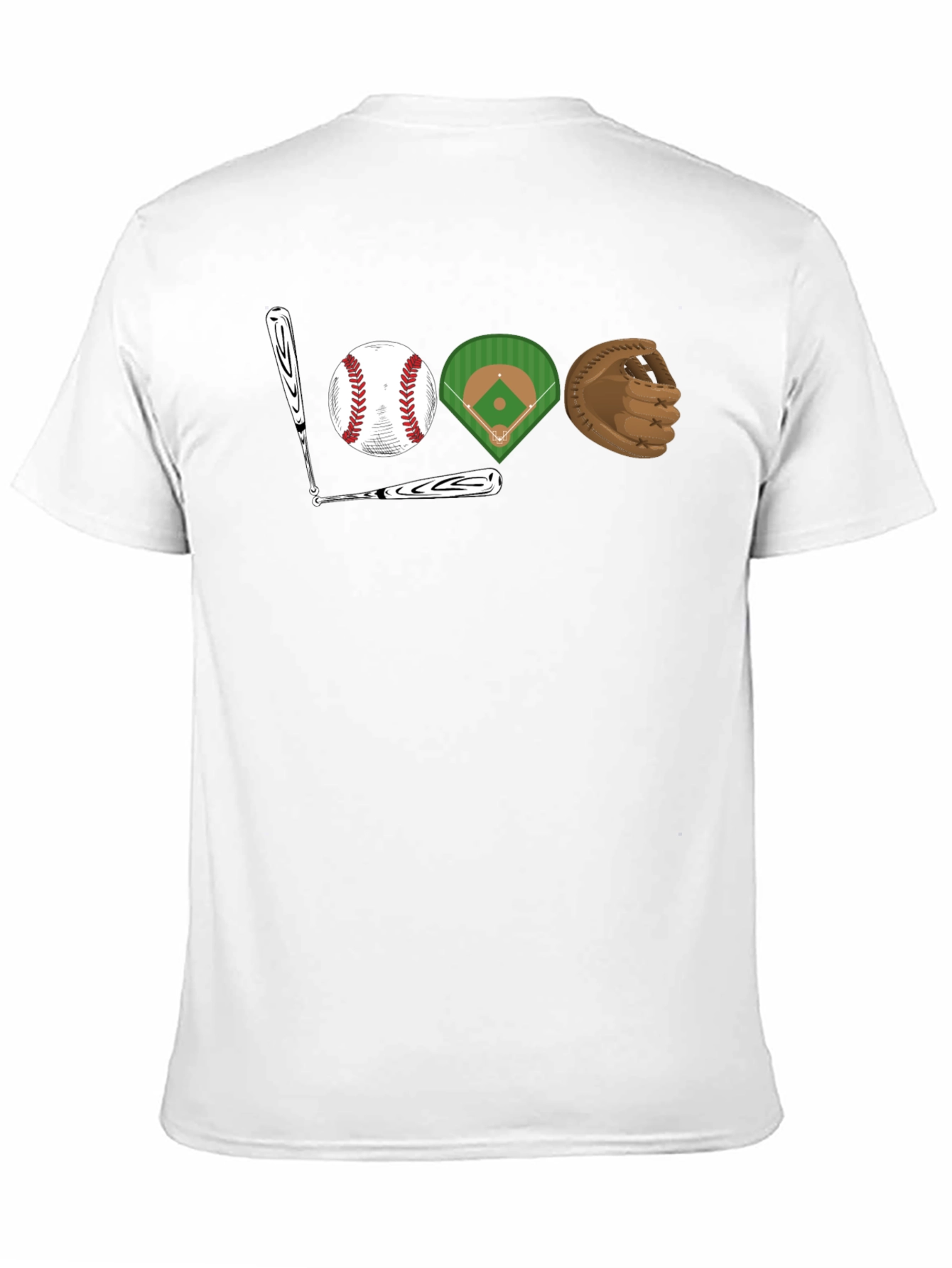 Baseball Fan T-Shirt: Bat Ball Field Glove Design