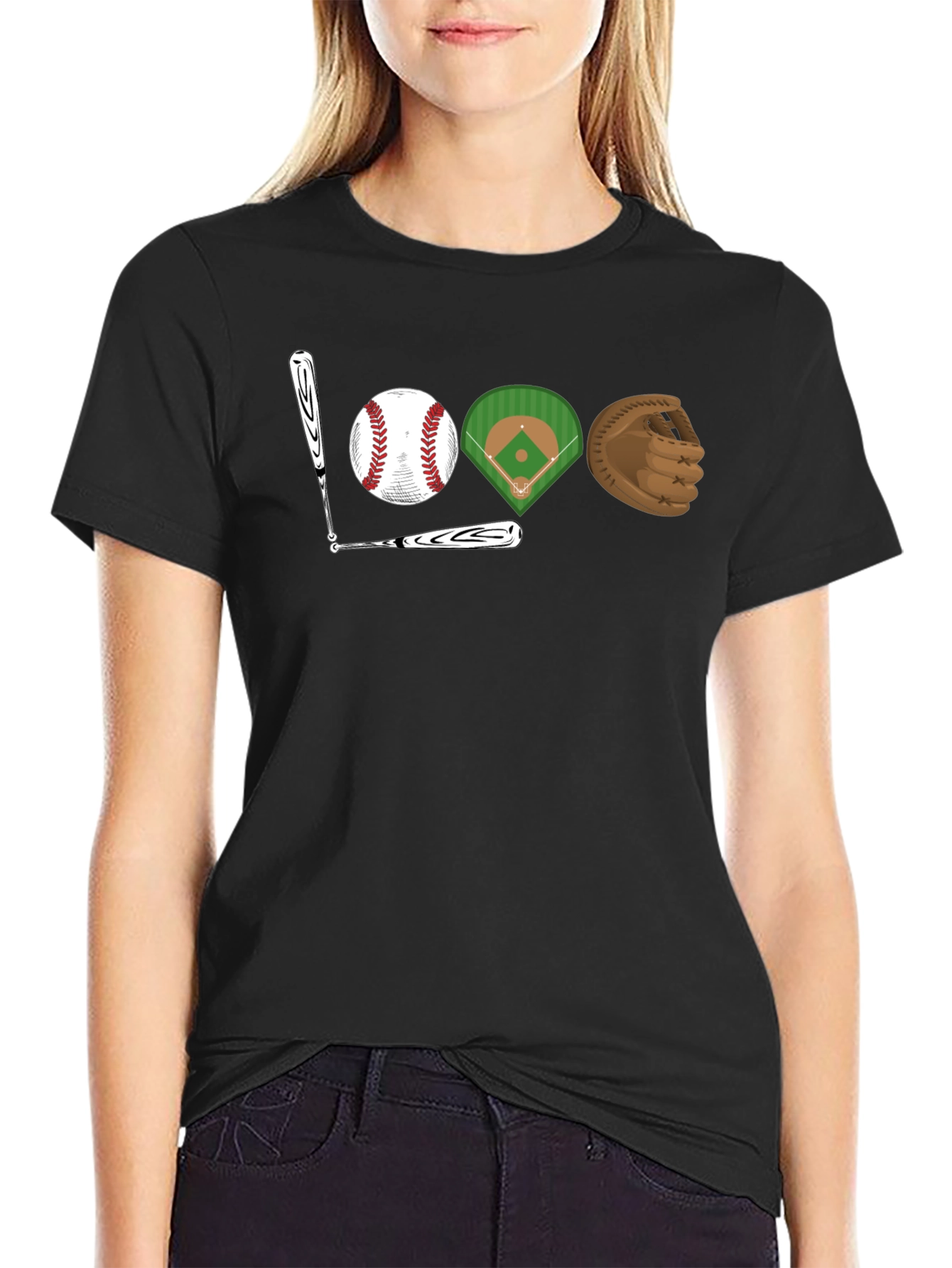 Baseball Fan T-Shirt: Bat Ball Field Glove Design