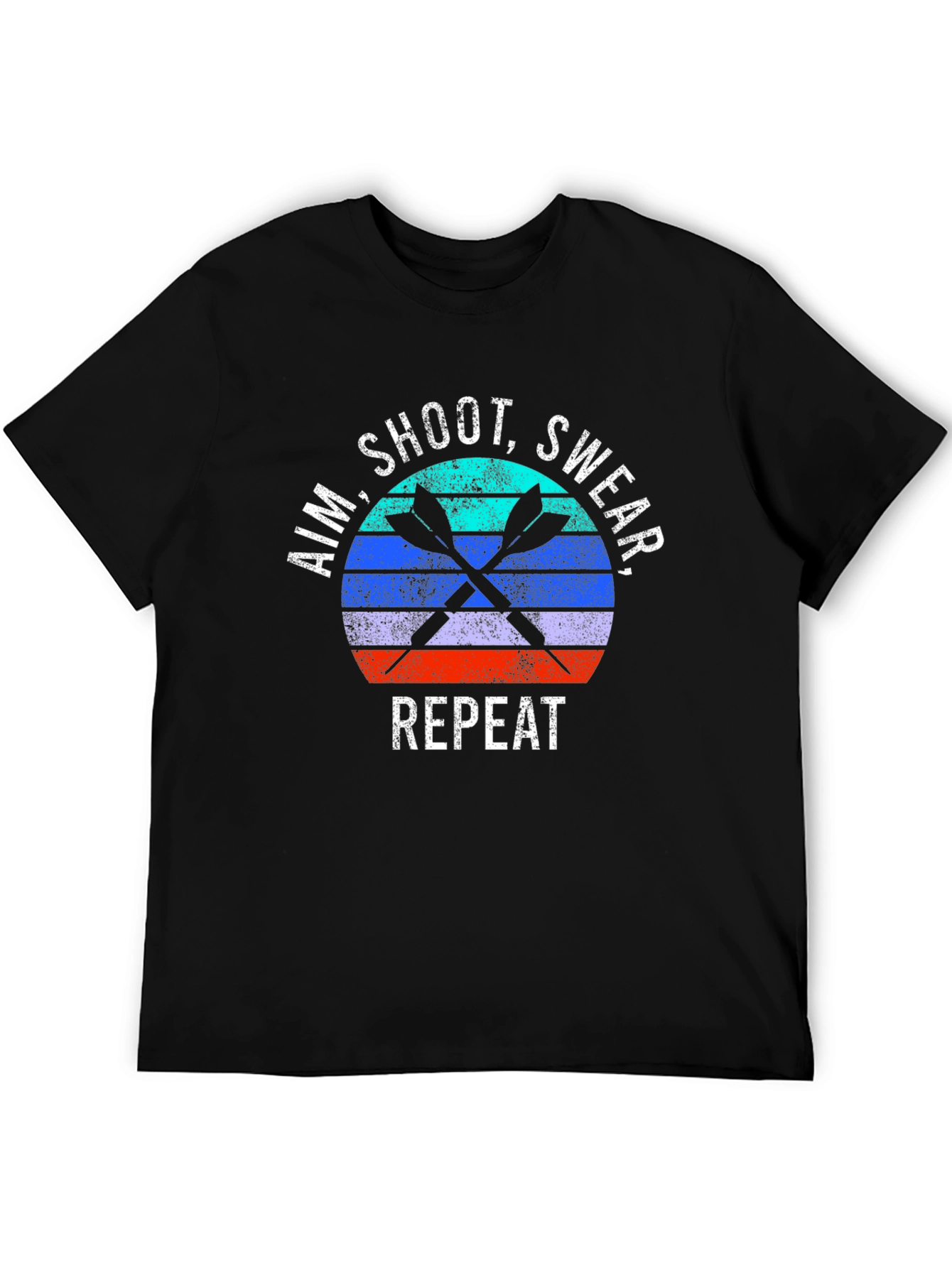 Aim Shoot Swear Repeat Retro Dart T-Shirt