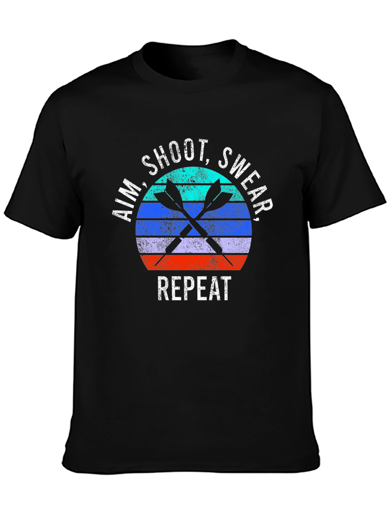 Aim Shoot Swear Repeat Retro Dart T-Shirt