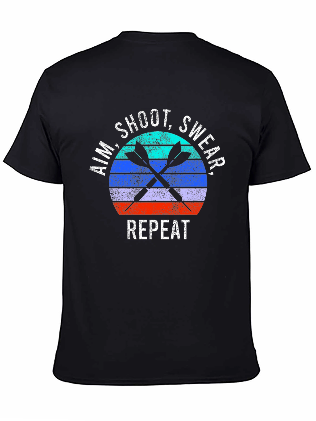 Aim Shoot Swear Repeat Retro Dart T-Shirt