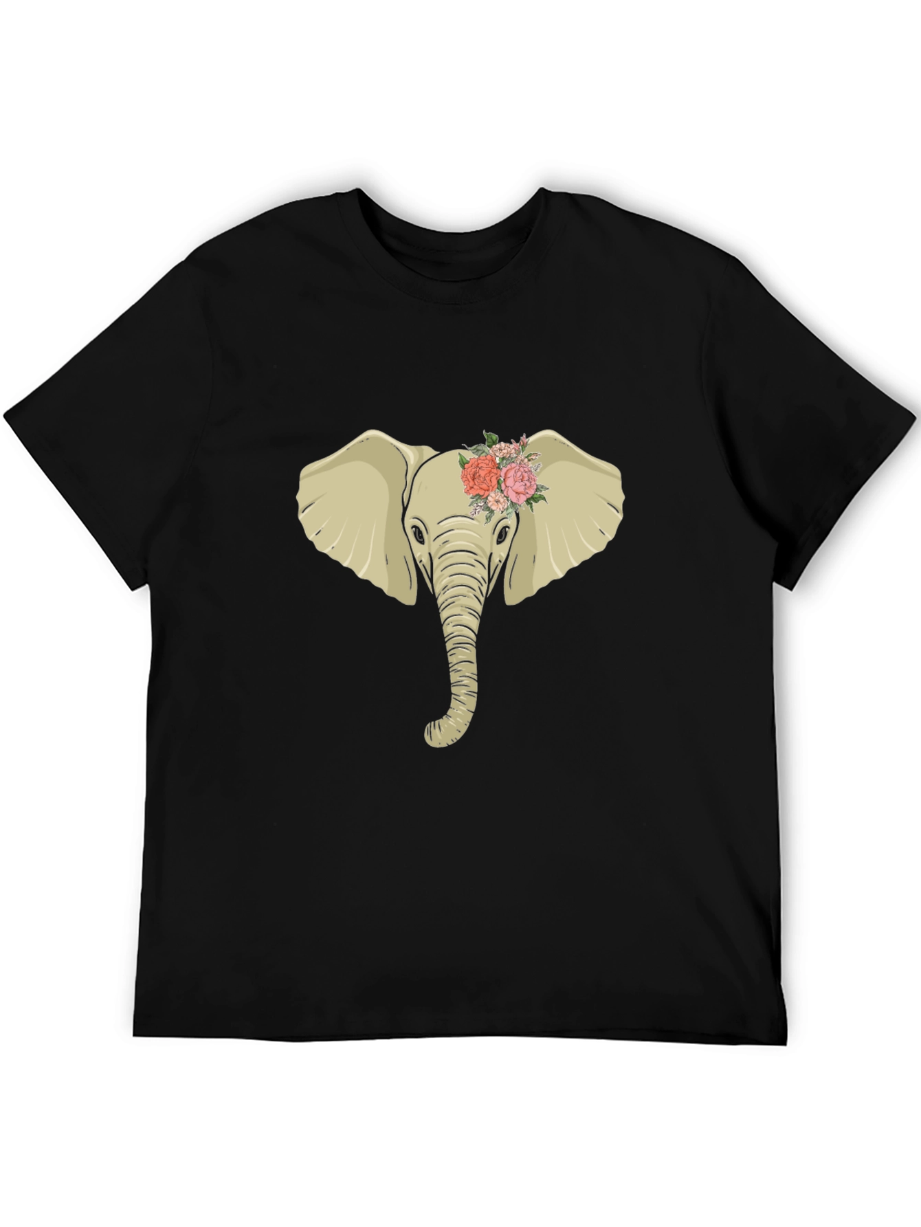 Elephant with Flowers Graphic Tee