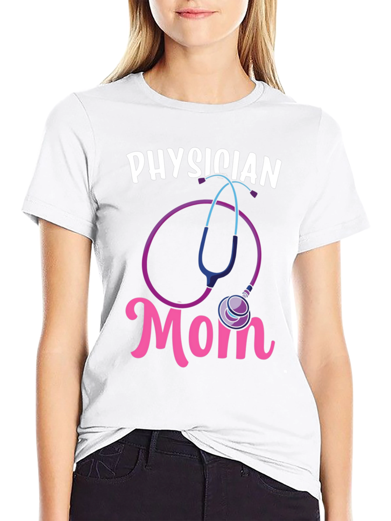 Physician Mom T-Shirt - Stethoscope Graphic Tee