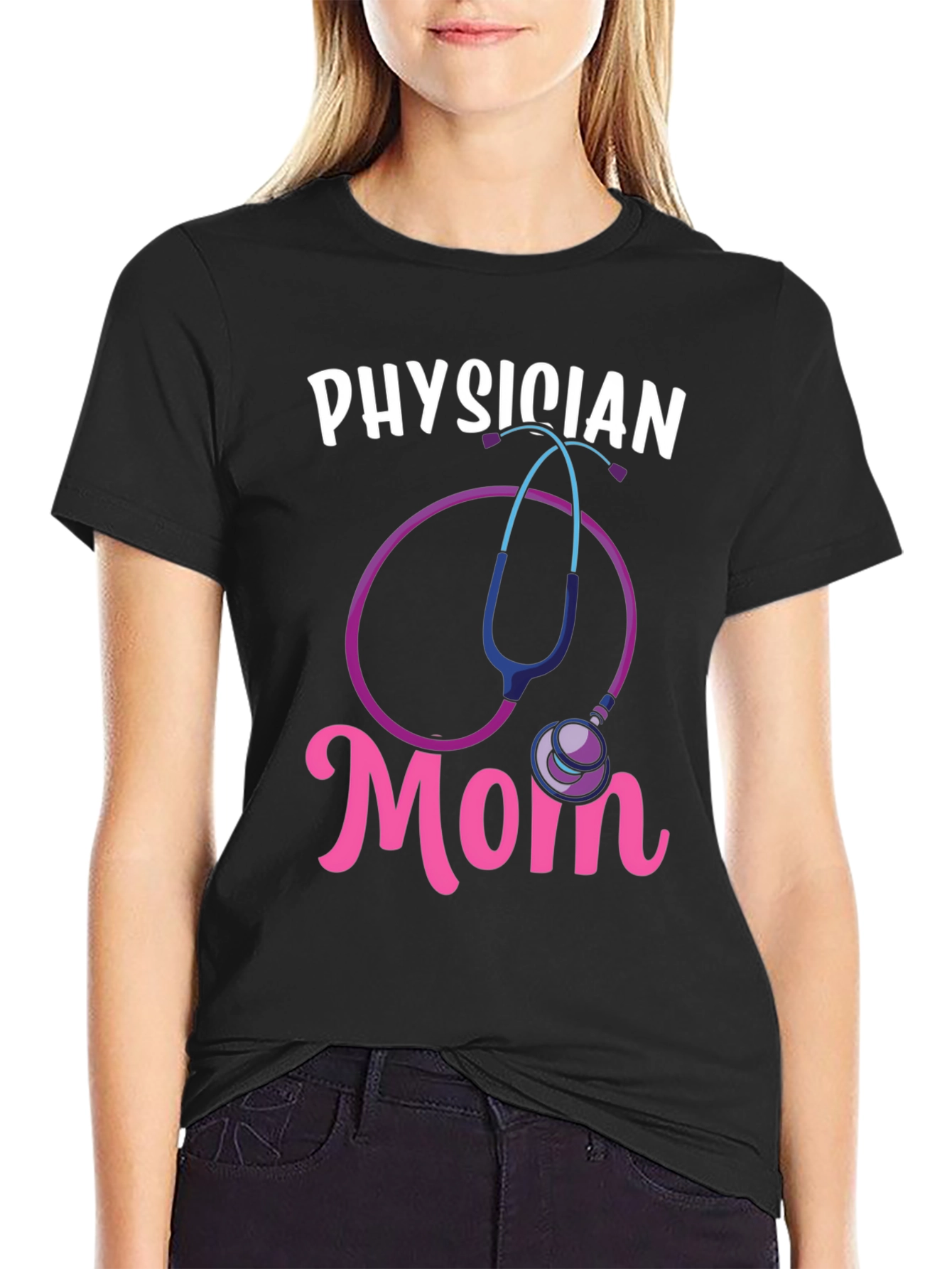 Physician Mom T-Shirt - Stethoscope Graphic Tee