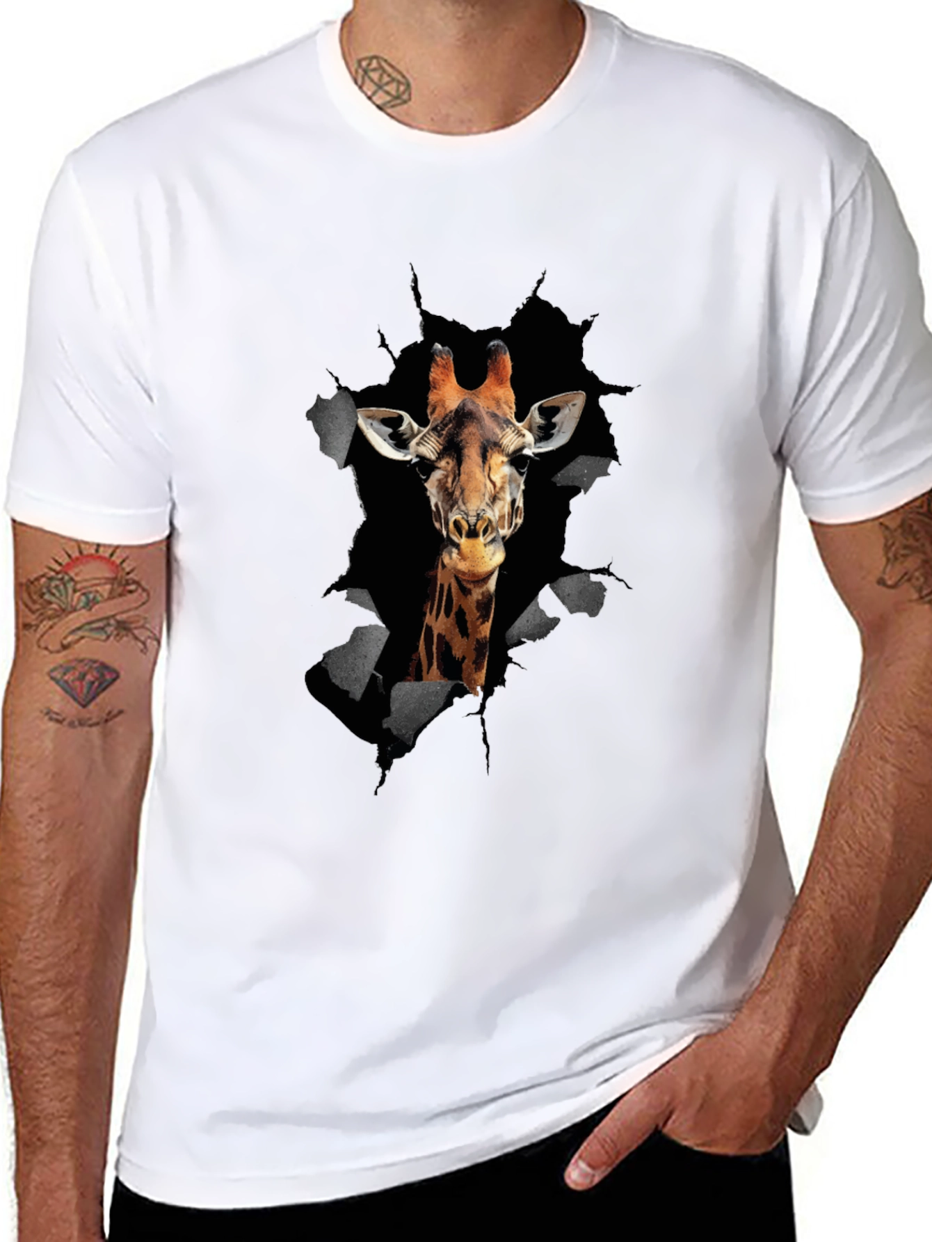 Giraffe Graphic Print Mens T-Shirt