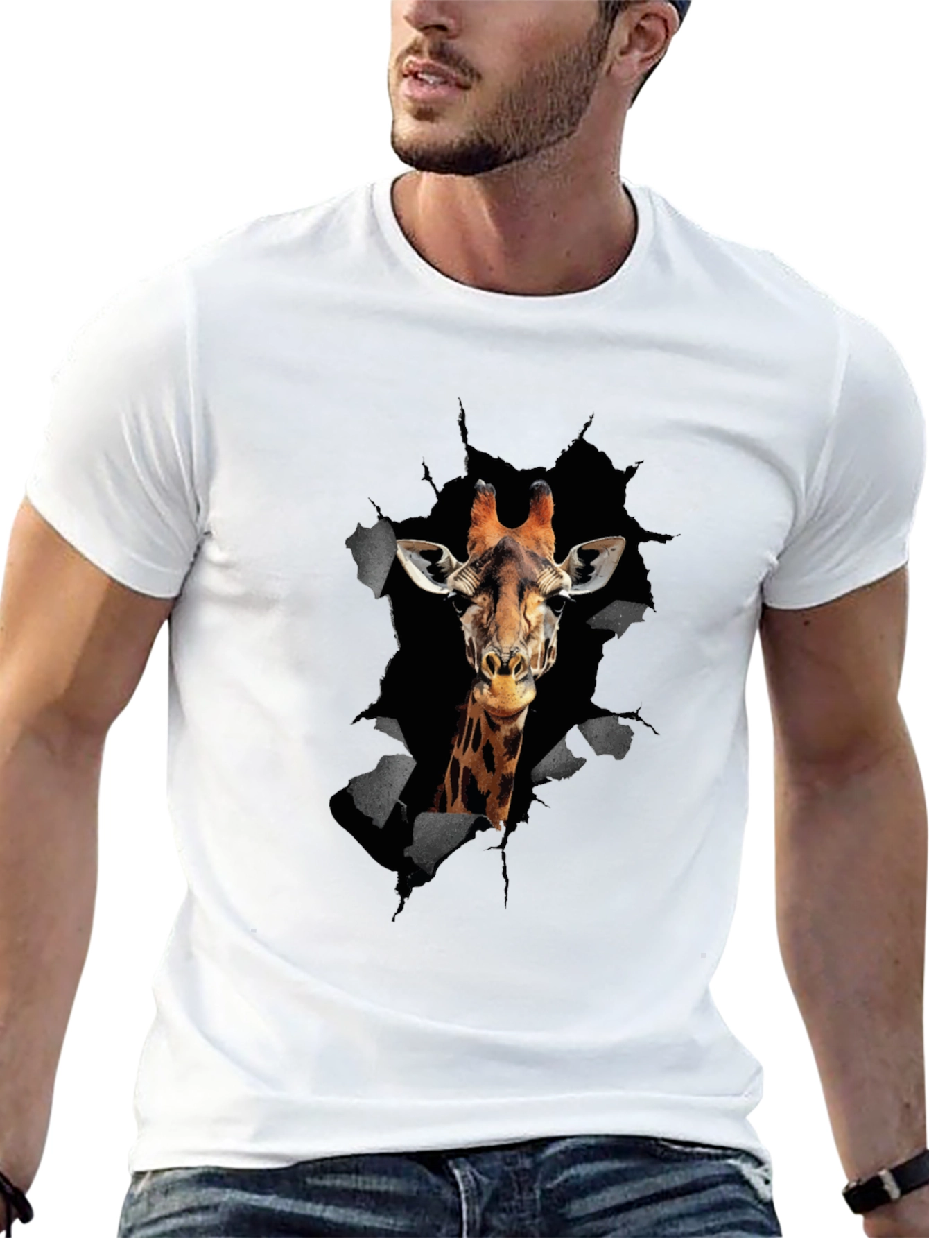 Giraffe Graphic Print Mens T-Shirt