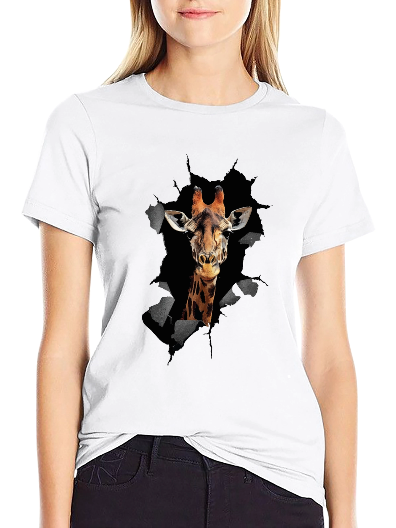 Giraffe Graphic Print Mens T-Shirt