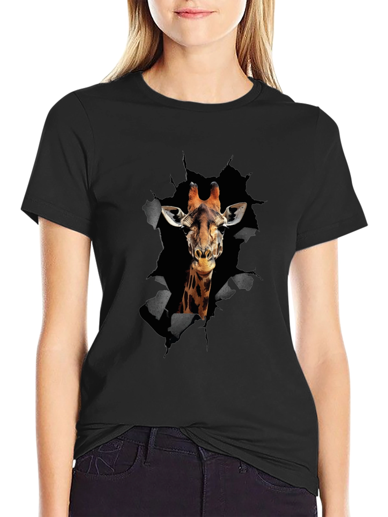 Giraffe Graphic Print Mens T-Shirt