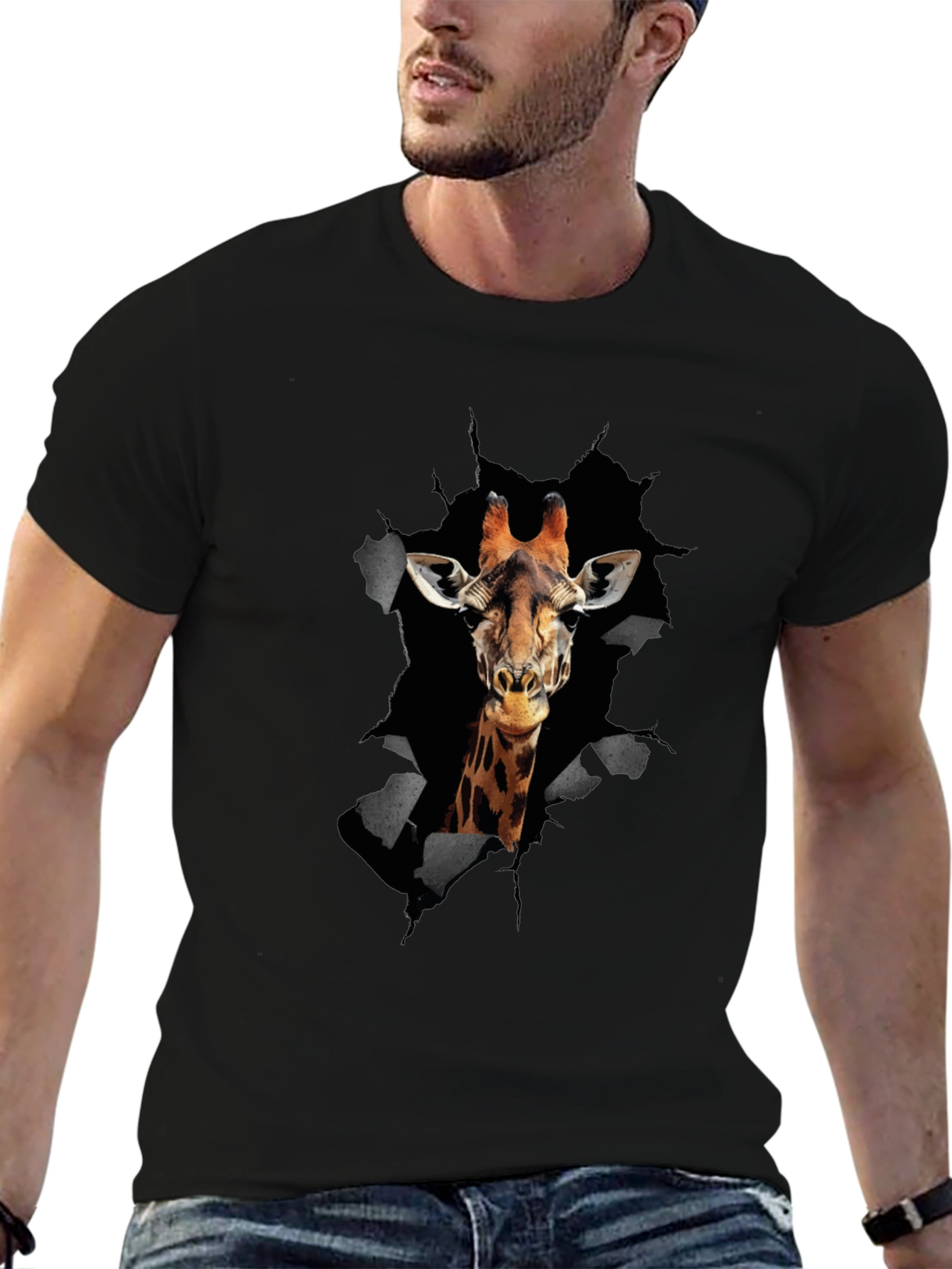 Giraffe Graphic Print Mens T-Shirt