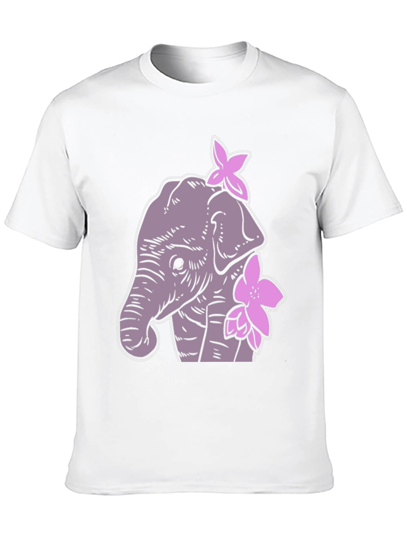 Elephant Floral Graphic Tee - Cute Cartoon Design