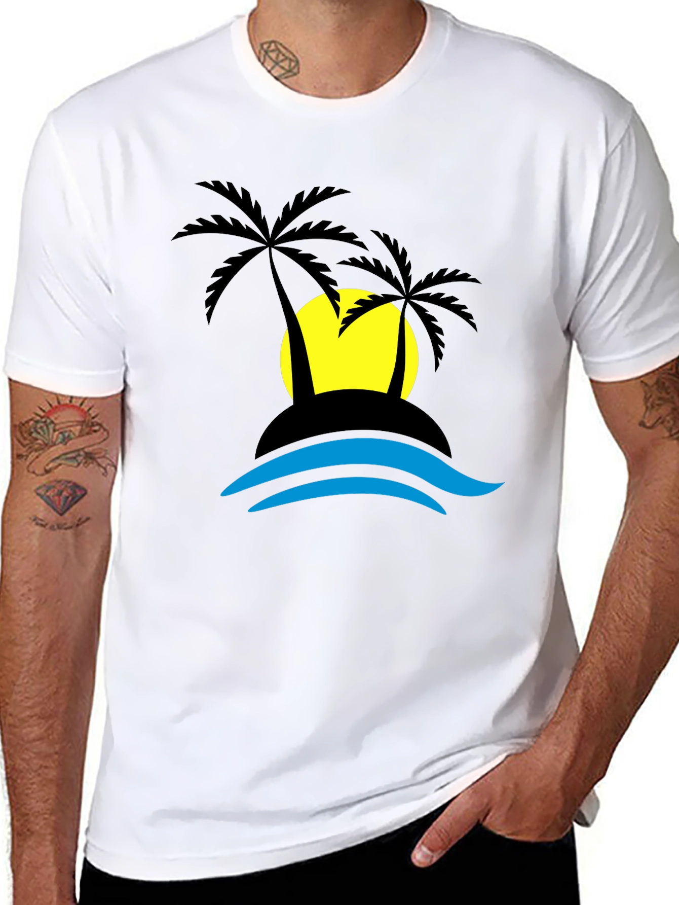 Tropical Island T-Shirt - Black Graphic Tee