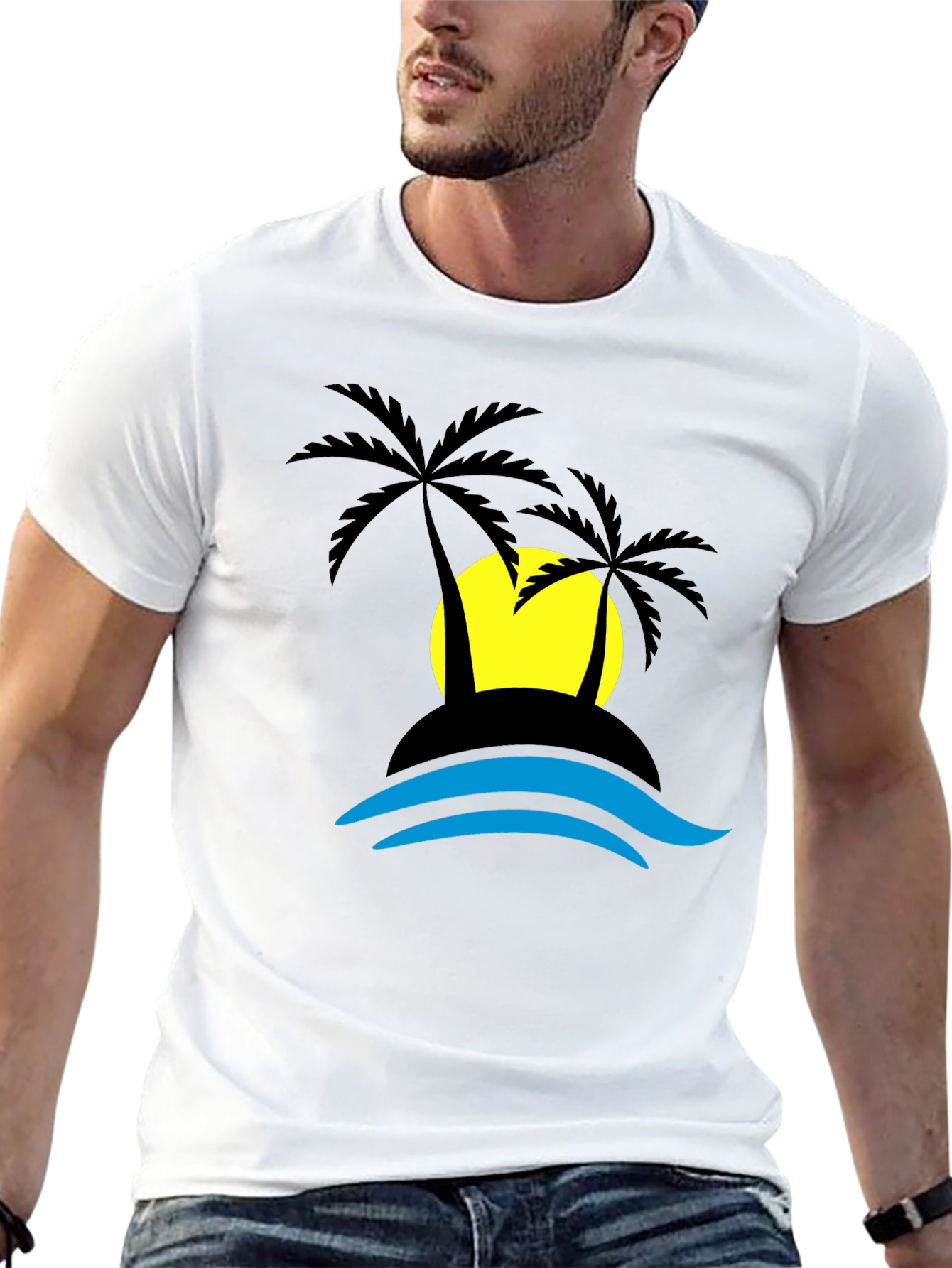 Tropical Island T-Shirt - Black Graphic Tee