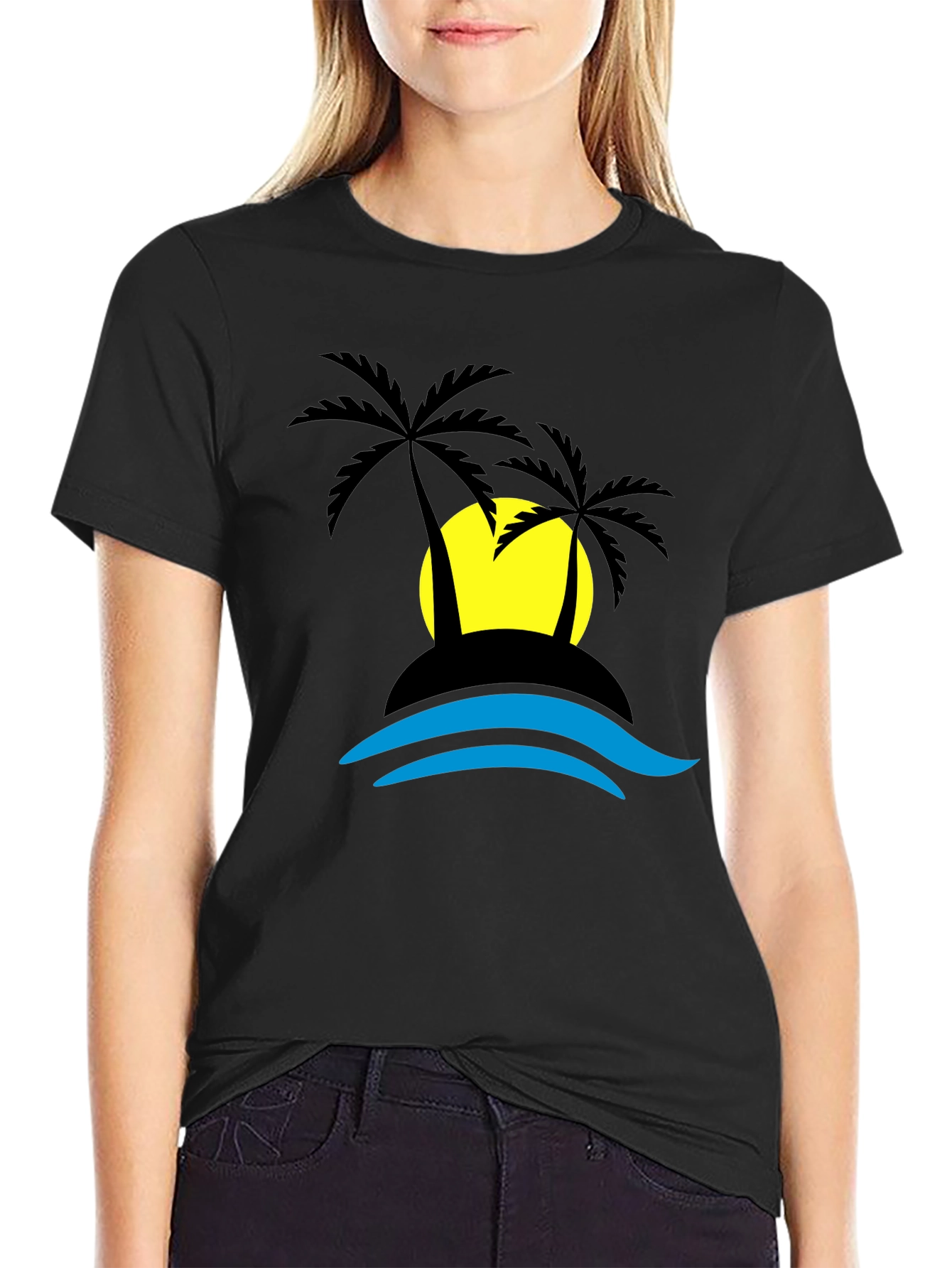 Tropical Island T-Shirt - Black Graphic Tee
