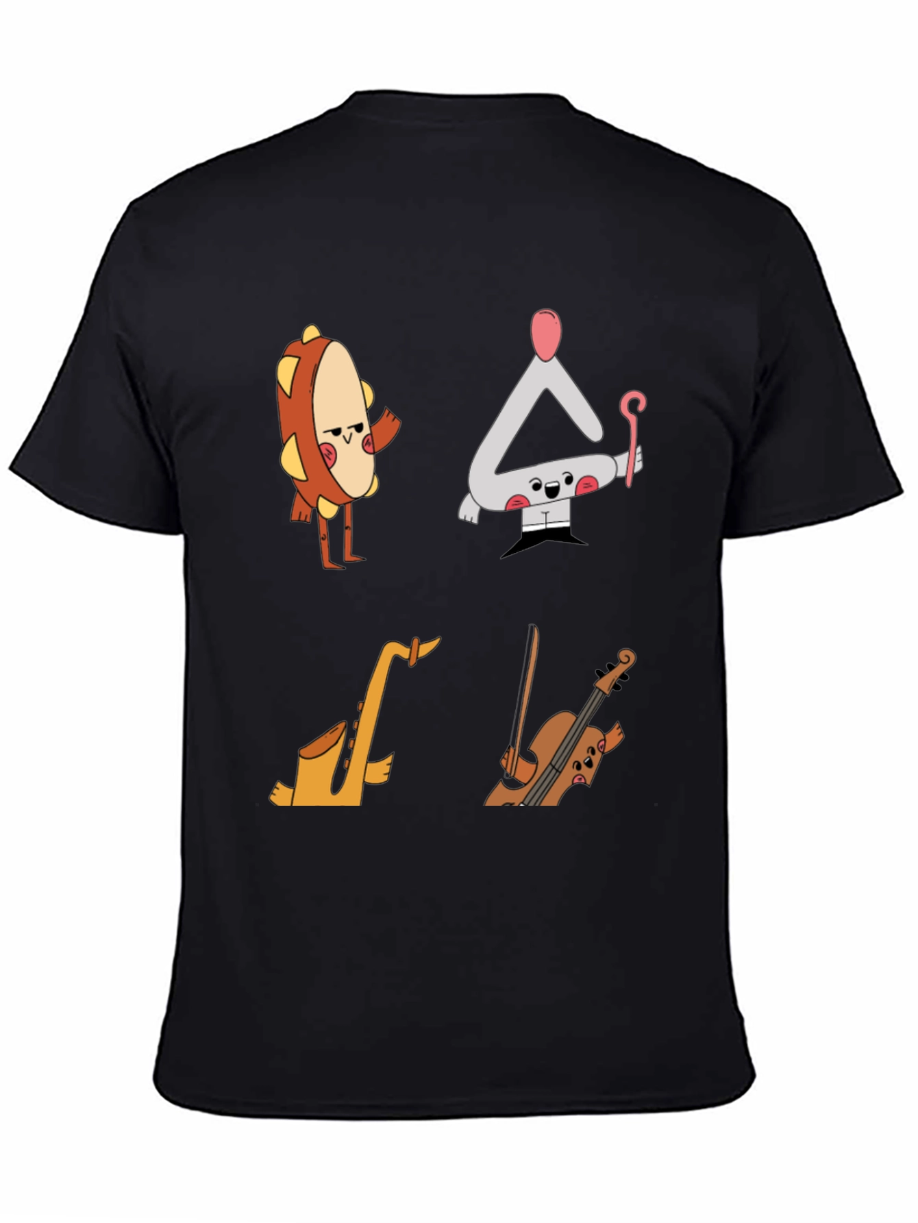 Musical Instrument Cartoon T-Shirt - Black