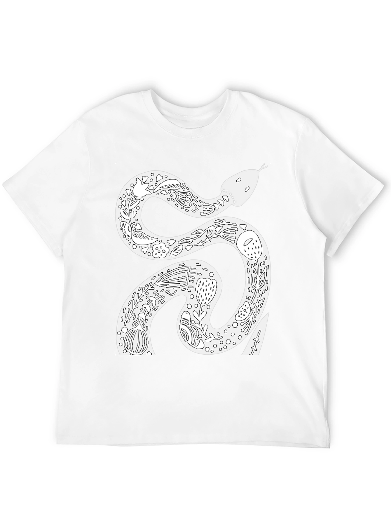 Snake Floral Graphic Tee - Black Cotton T-Shirt