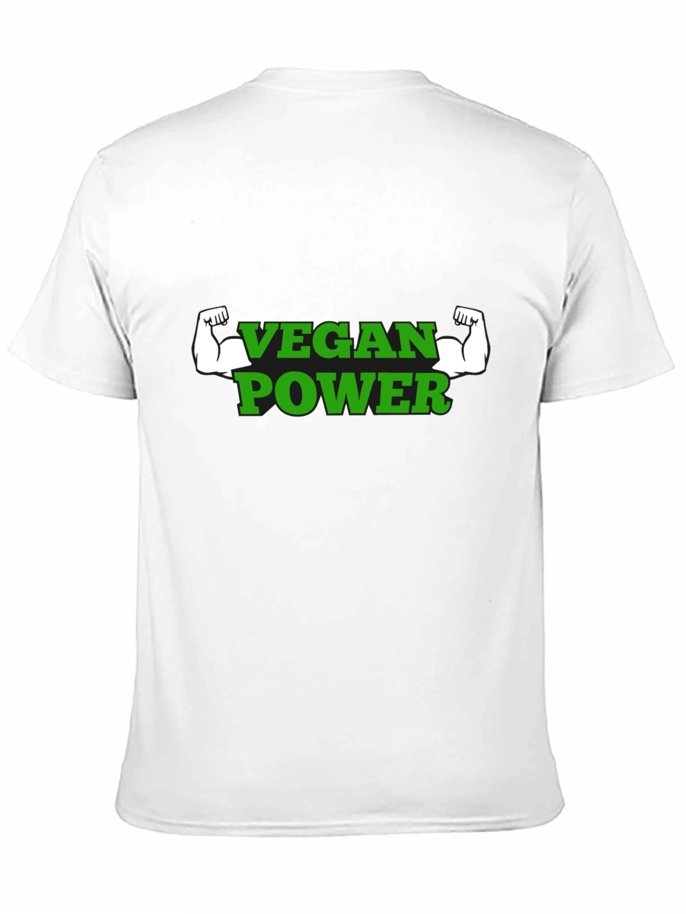 Vegan Power T-Shirt - Green Text Muscle Graphic