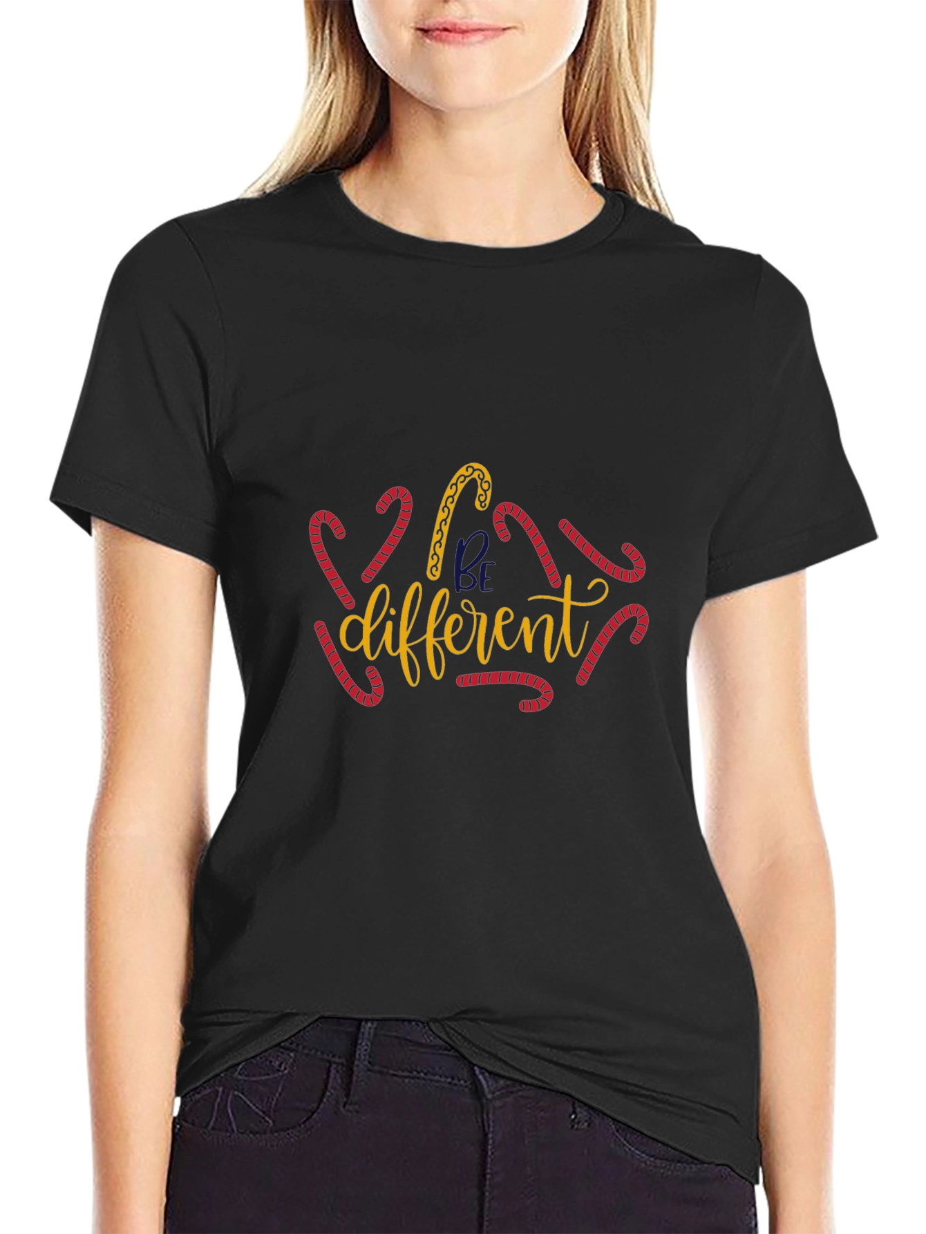 Be Different Christmas Candy Cane Graphic Tee
