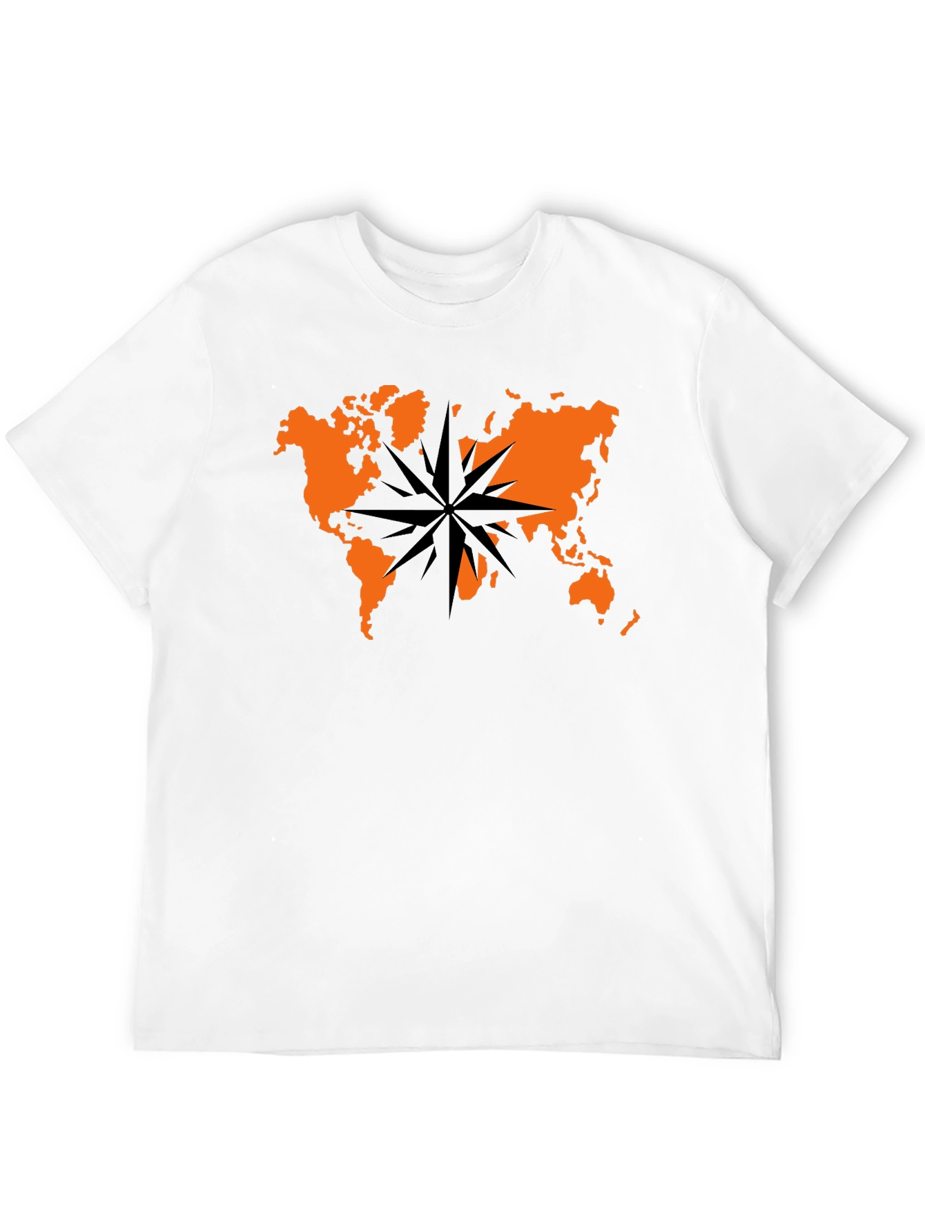World Map Compass Graphic Tee - Black
