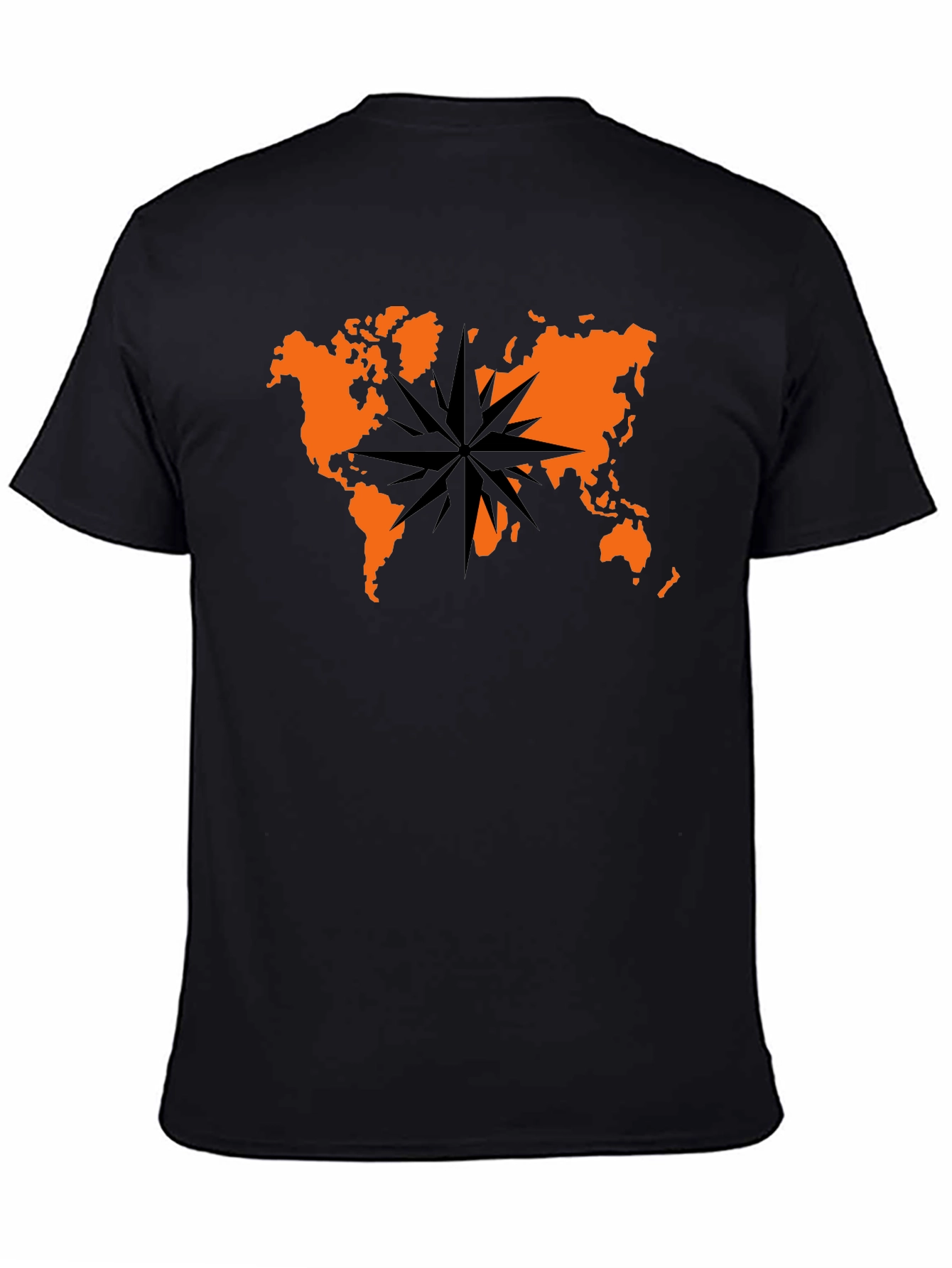 World Map Compass Graphic Tee - Black