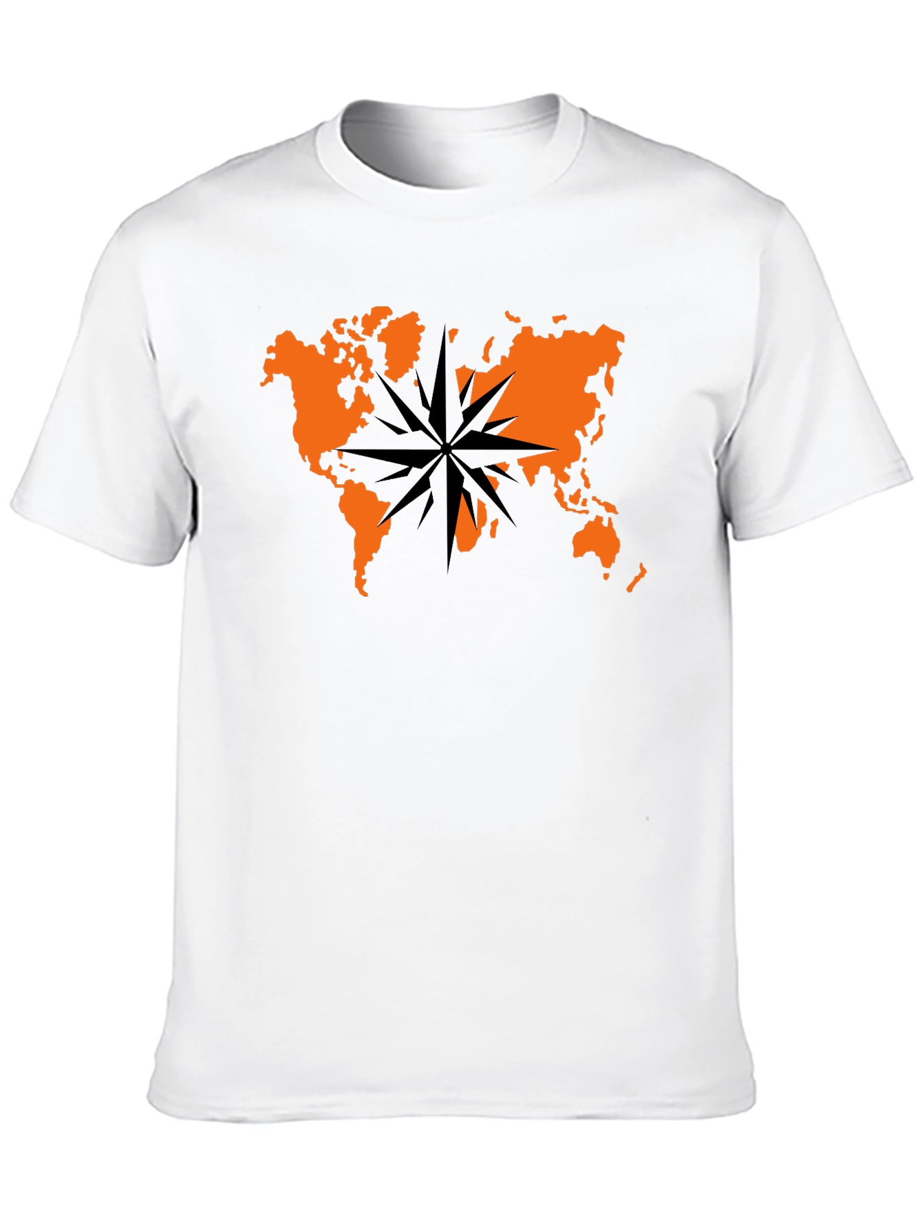 World Map Compass Graphic Tee - Black