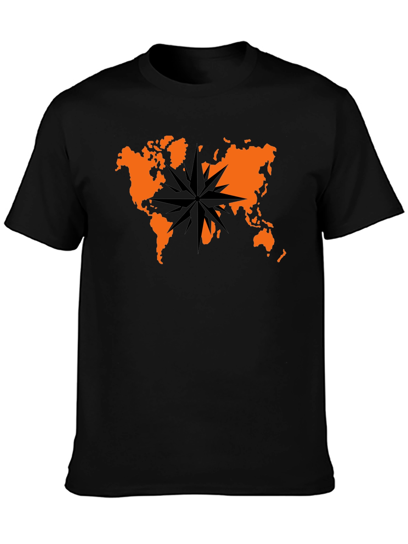 World Map Compass Graphic Tee - Black