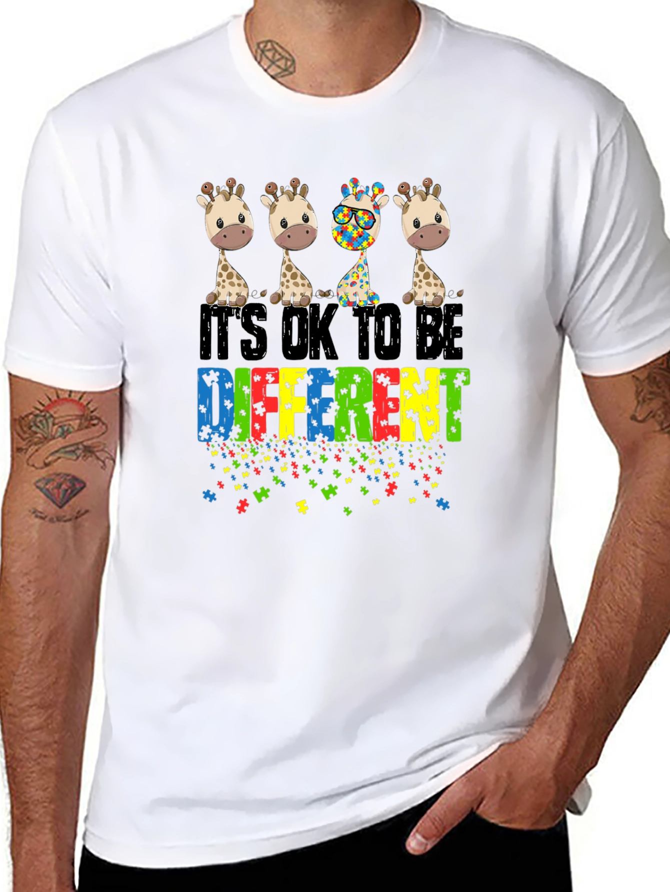 Autism Awareness Giraffe T-Shirt - Be Different
