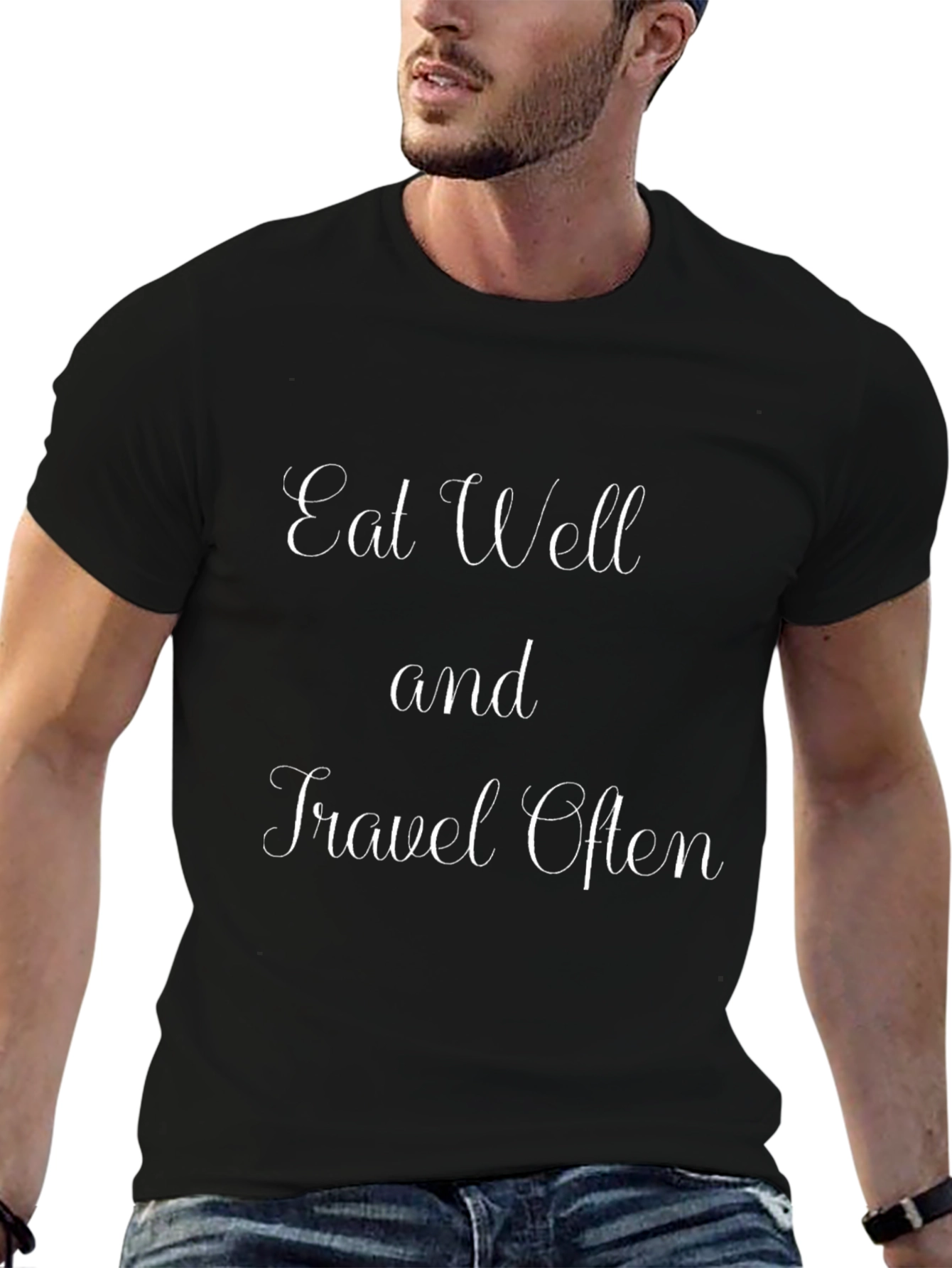 Eat Well and Travel Often Black T-Shirt