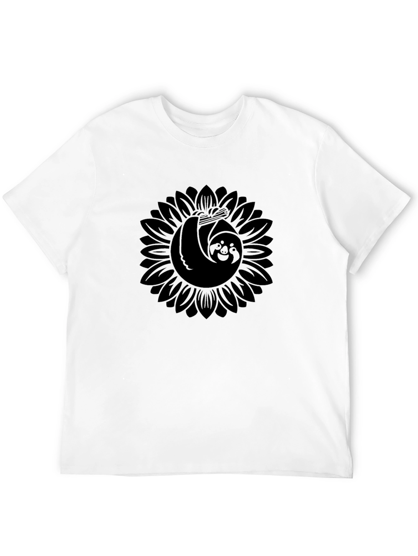 Sloth Sunflower Graphic Tee - Relaxed Fit Cotton T-Shirt
