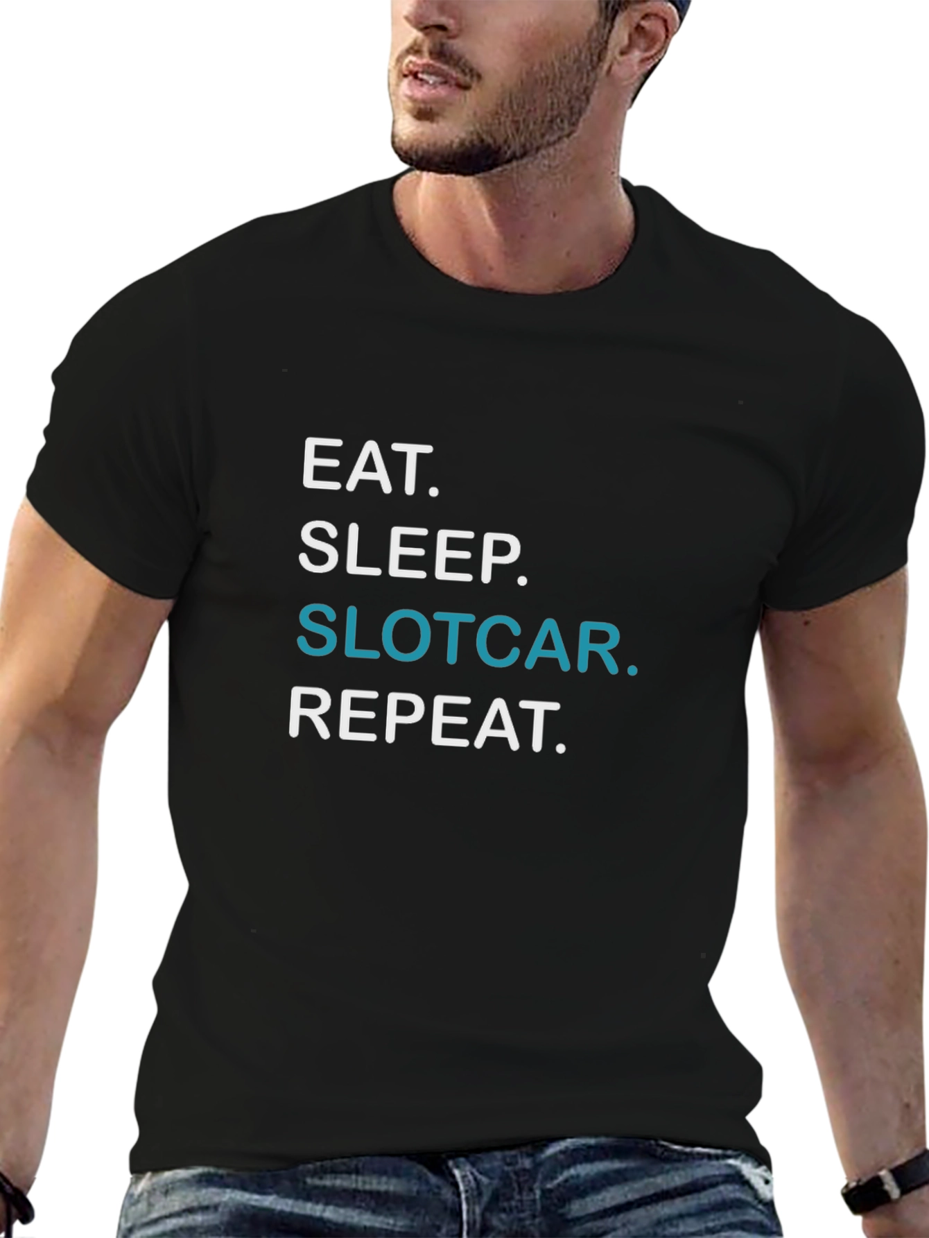 Eat Sleep Slotcar Repeat Black T-Shirt