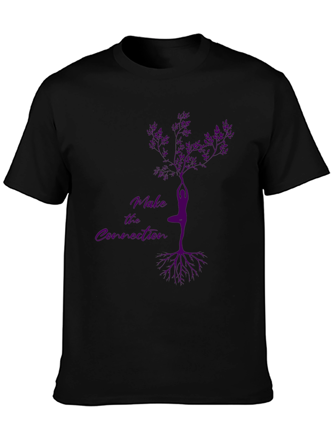 Make the Connection Tree Pose Yoga Black T-Shirt