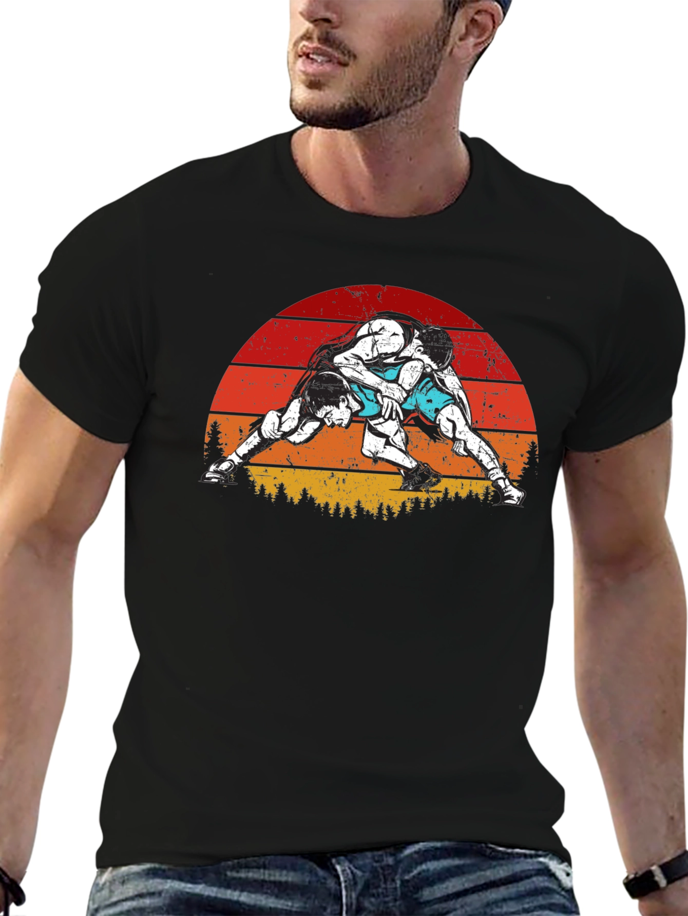 Wrestling Sunset Graphic T-Shirt